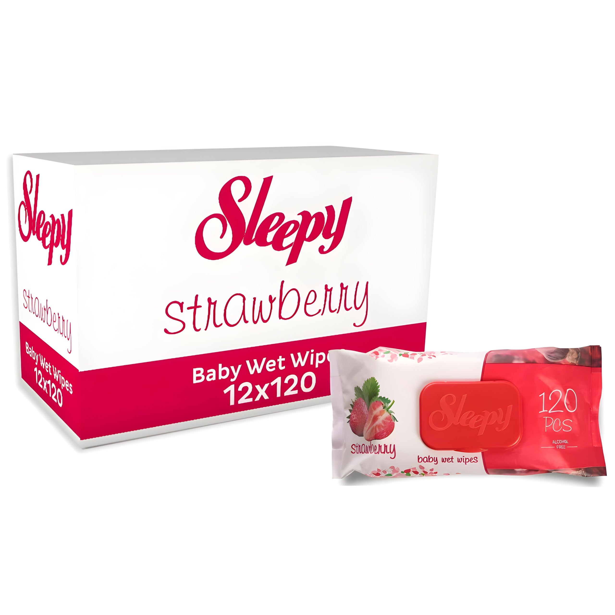 SLEEPY WET WIPES FOR BABIES STRAWBERRY SCENT 120PCS Packaging status original