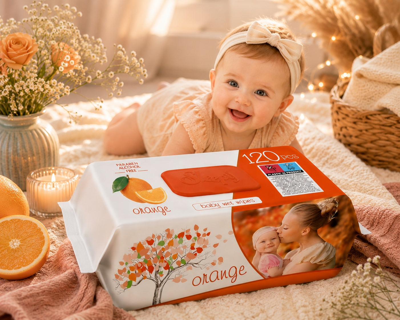 SLEEPY WET WIPES FOR CHILDREN ORANGE 120PCS Manufacturer code SLEEPY BABY POMARAŃCZOWY