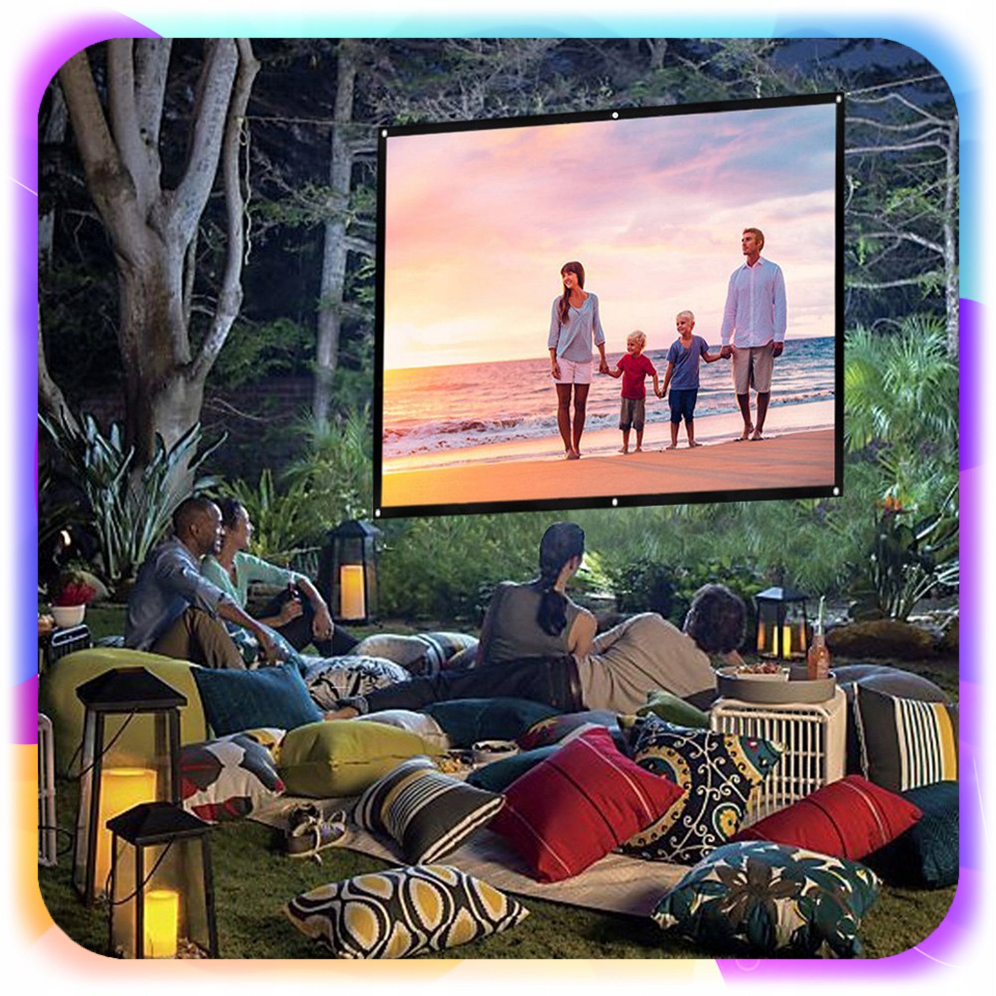 SLIDE PROJECTION SCREEN MATERIAL PORTABLE LARGE 100" inches 221x125CM Brand Pixel