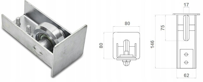 SLIDING GATE TROLLEYS 80x80 STEEL FOR HEAVY GATES 9 ROLLERS SELF-ALIGNING Brand WDB