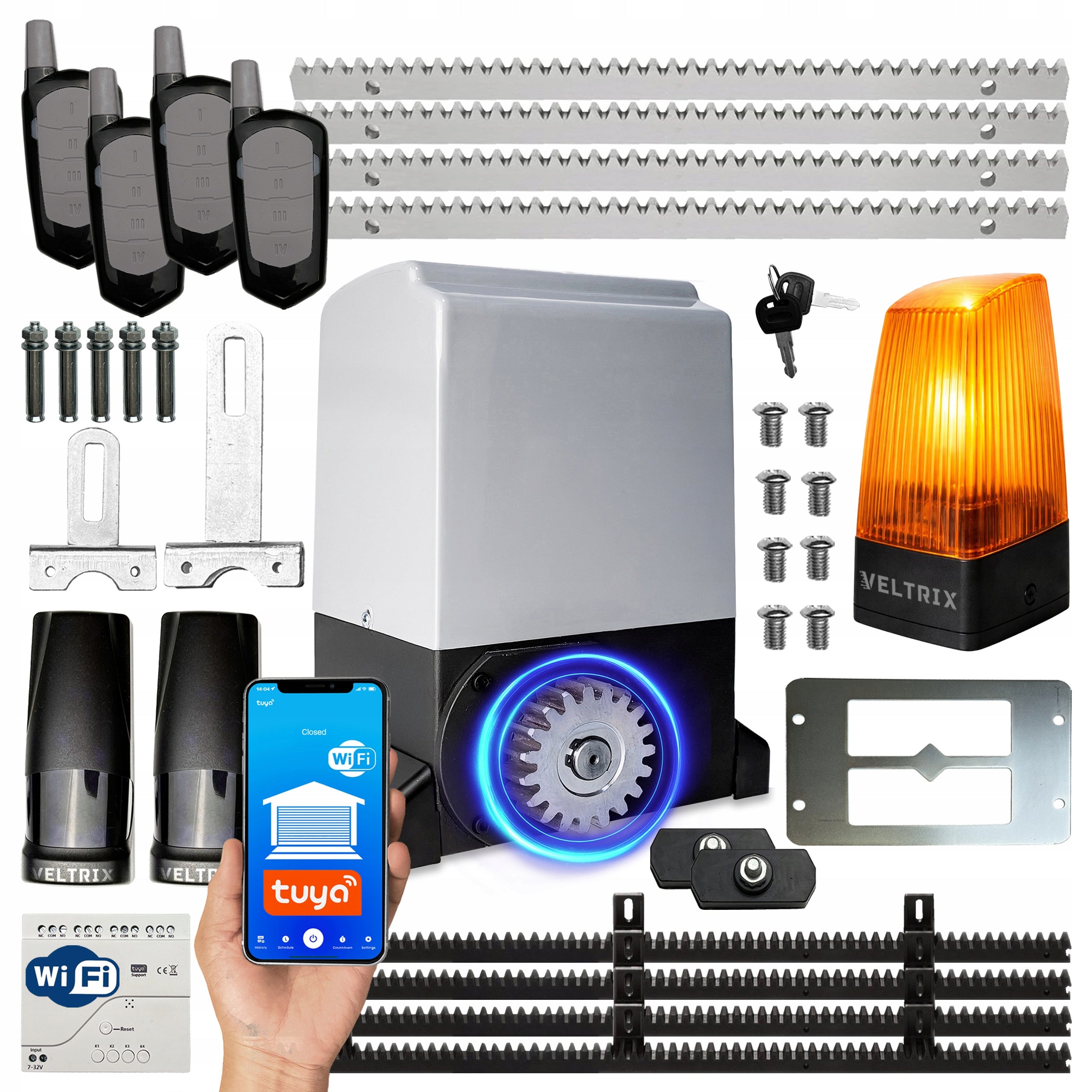 SLIDING gate drive SET 1500kg + 4 remote controls + LED lamp + WIFI