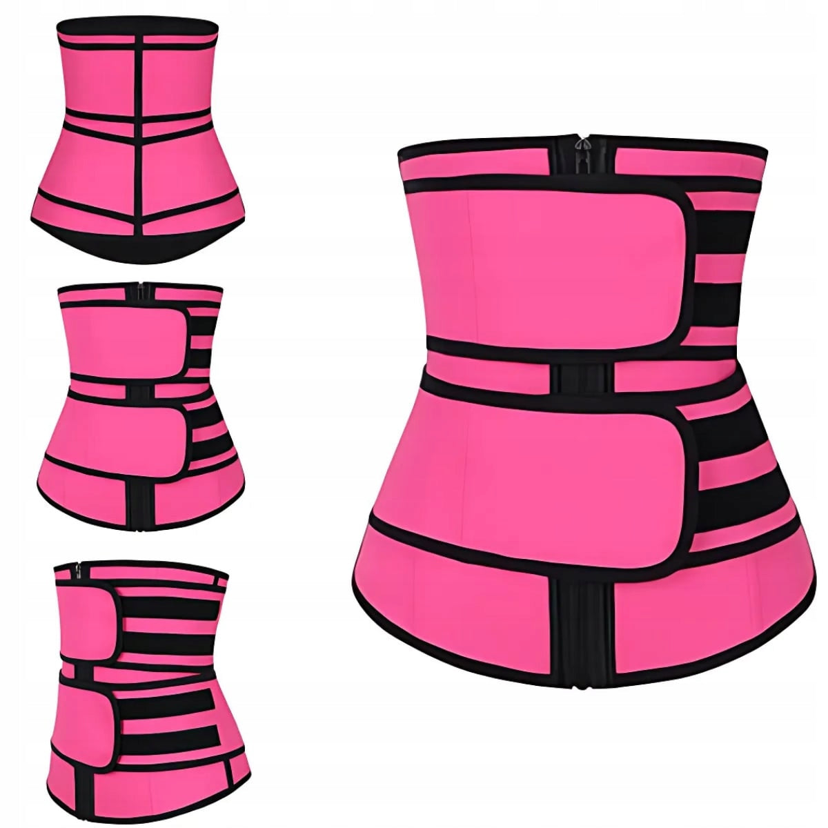 SLIMMING BELT FITNESS CORSET WAIST PINK DOUBLE VELCRO L