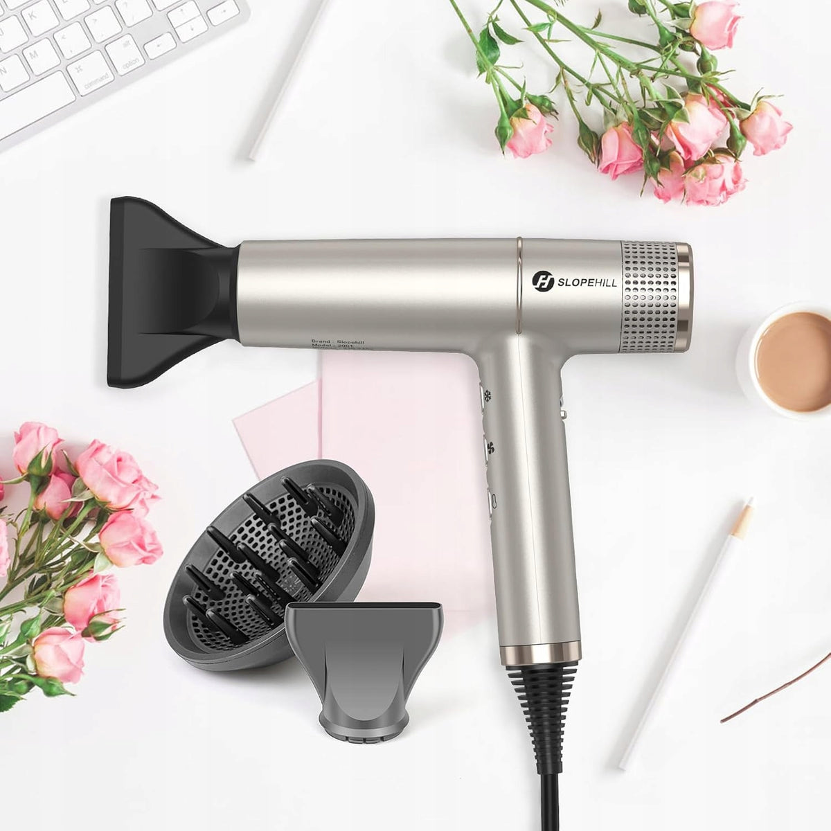 SLOPEHILL HAIR DRYER 2000W IONIZATION BRUSHLESS MOTOR GOLD Manufacturer code 4661