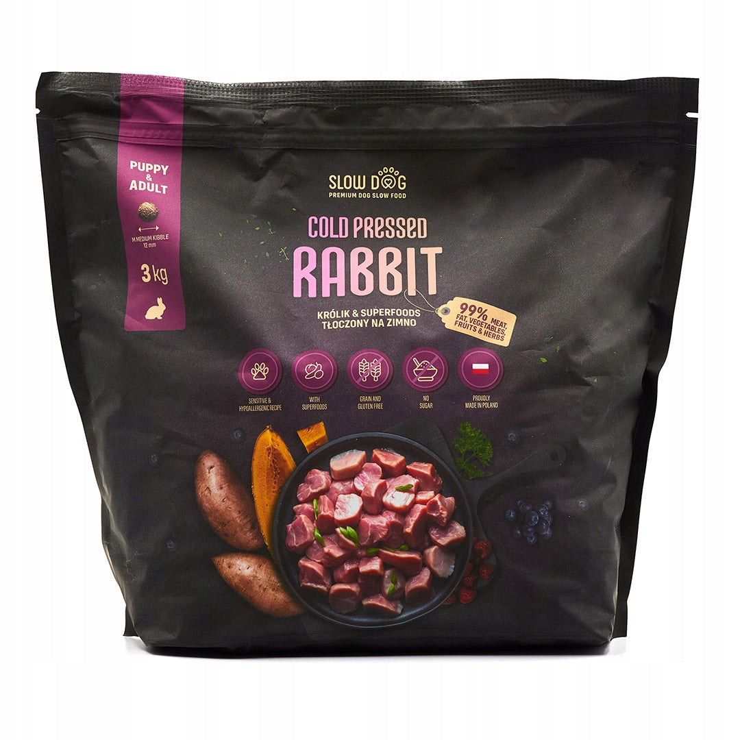 SLOW DOG DRY MONOPROTEIN DOG FOOD RABBIT 65% 3KG SLOWDOG