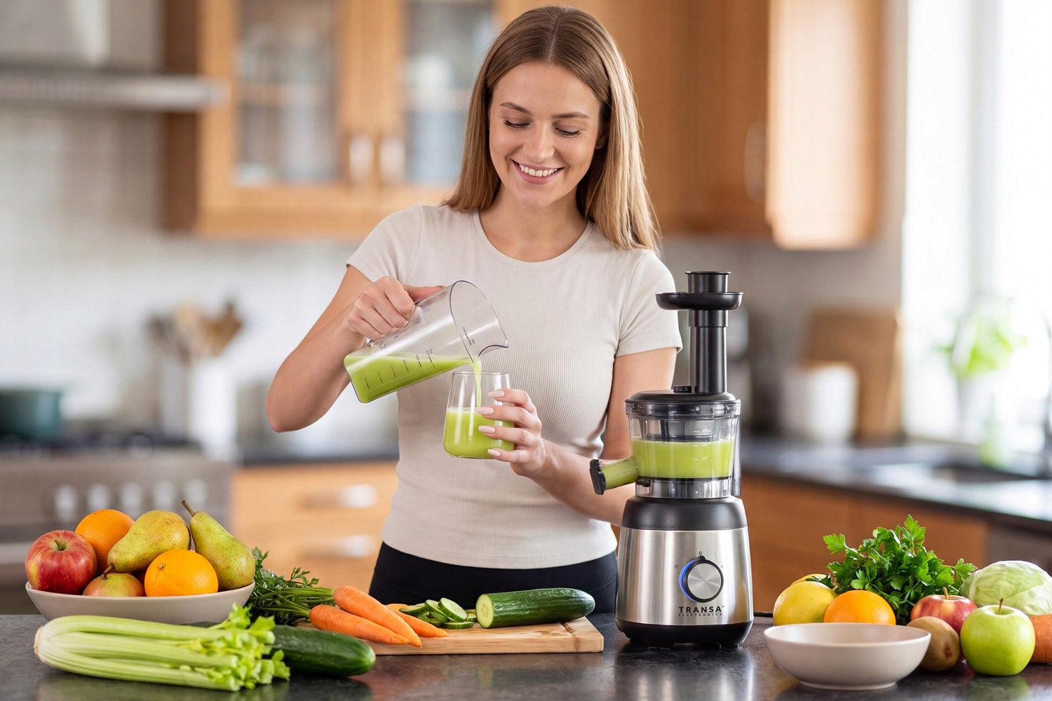 SLOW JUICER FOR FRUIT JUICES VEGETABLES JuiceWell HIGH POWER 400W Brand Transa Electronics