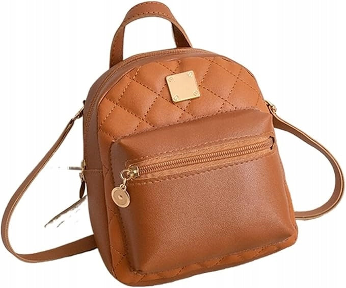SMALL BACKPACK CITY LEATHER WOMEN'S GIRLS BAG BROWN