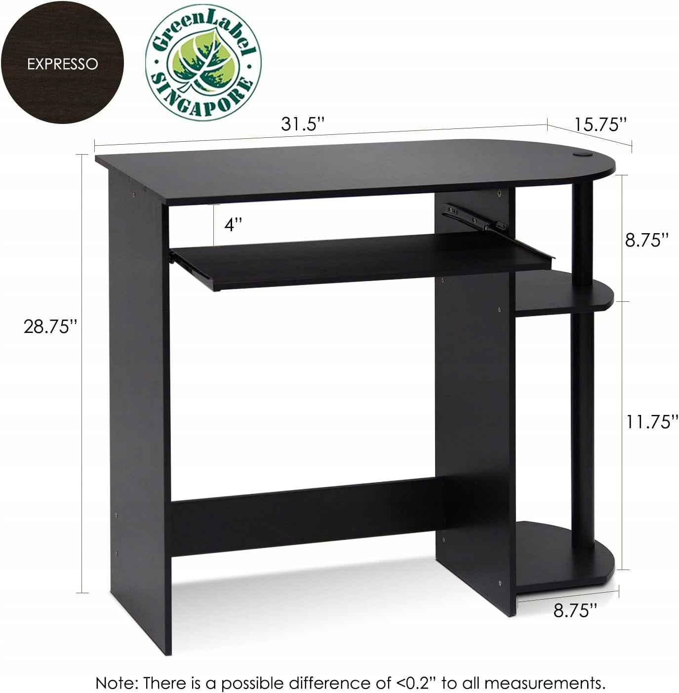 SMALL COMPACT DESK WITH TWO-SHELF BOOKCASE WITH KEYBOARD SHELF EAN (GTIN) 0099135463767