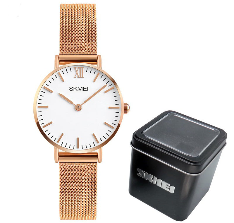 SMALL ELEGANT WOMEN'S WATCH SKMEI gold silver ON MESH BRACELET
