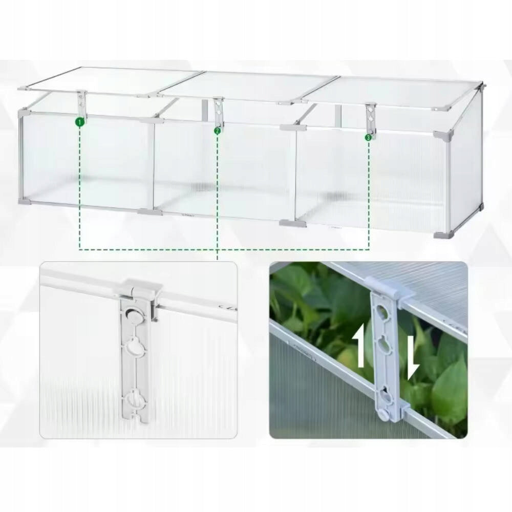 SMALL GREENHOUSE SEEDLING INSPECTION TRIPLE HERBARIUM 150x60x40cm POLYCARBONATE Product height 40 cm