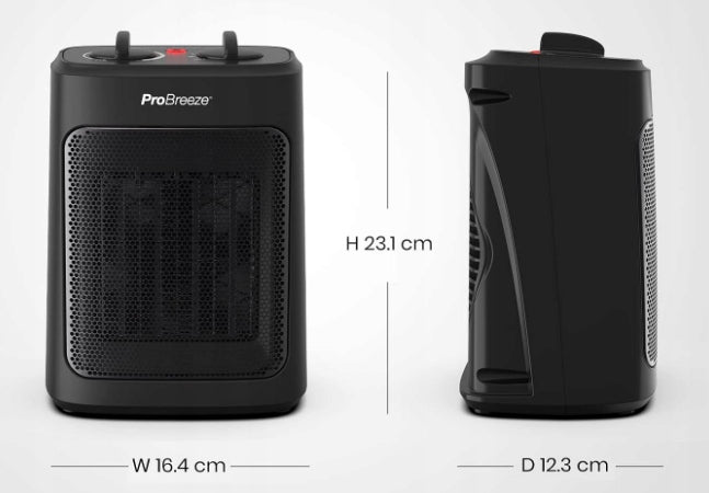 SMALL HEATER ELECTRIC CERAMIC PROBREEZE 2000W BLACK WITH THERMOSTAT Packaging status original