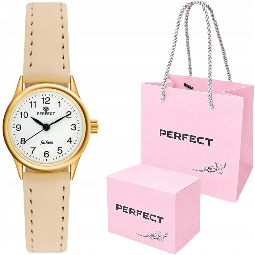 SMALL WOMEN'S WATCH PERFECT LXC015 BEIGE LEATHER STRAP 3 ATM
