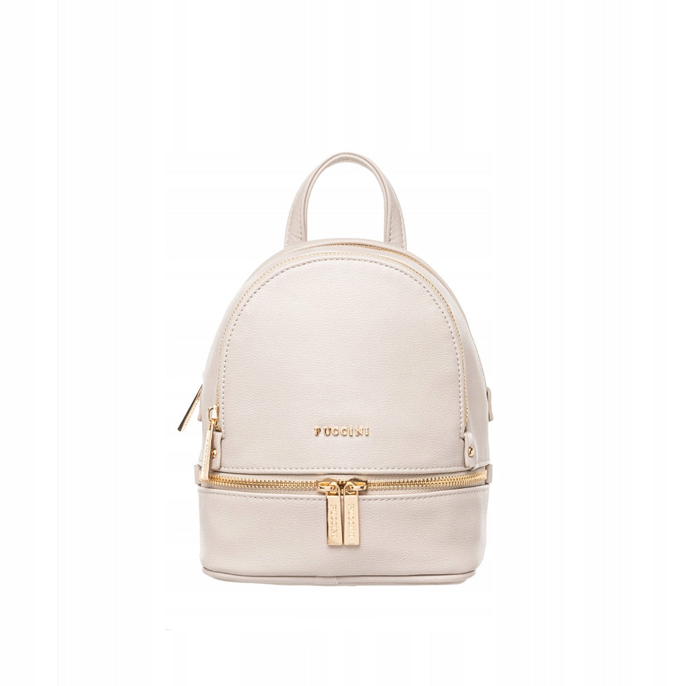 SMALL Women's Backpack Beige Urban PUCCINI Elegant Sleek GOLDEN LIGHTWEIGHT FASHIONABLE Brand PUCCINI