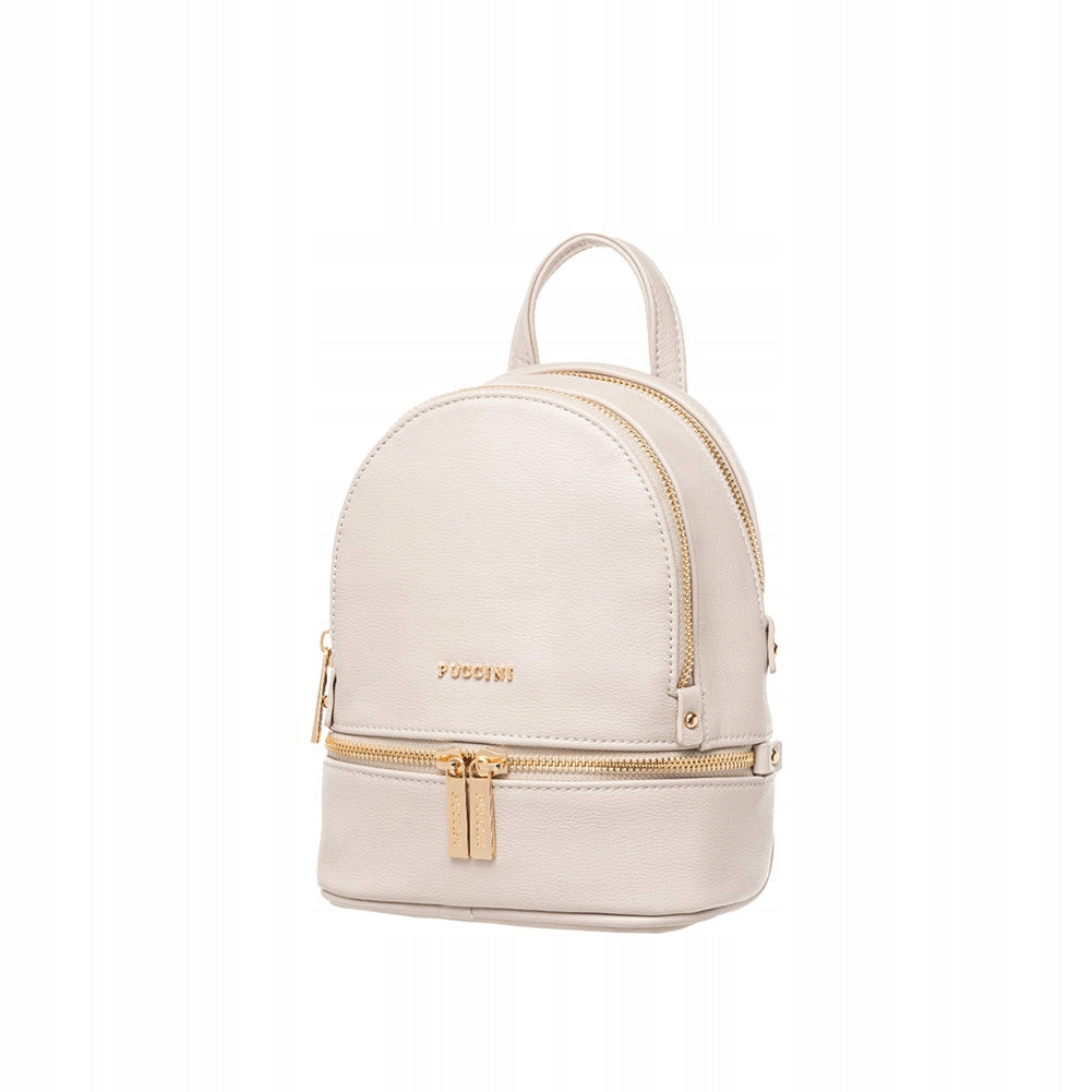 SMALL Women's Backpack Beige Urban PUCCINI Elegant Sleek GOLDEN LIGHTWEIGHT FASHIONABLE