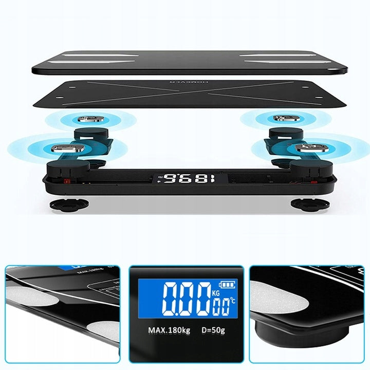 SMART ANALYTICAL BATHROOM SCALE + ANDROID iOS APP + 2x AAA BATTERY EAN (GTIN) 5903031046243