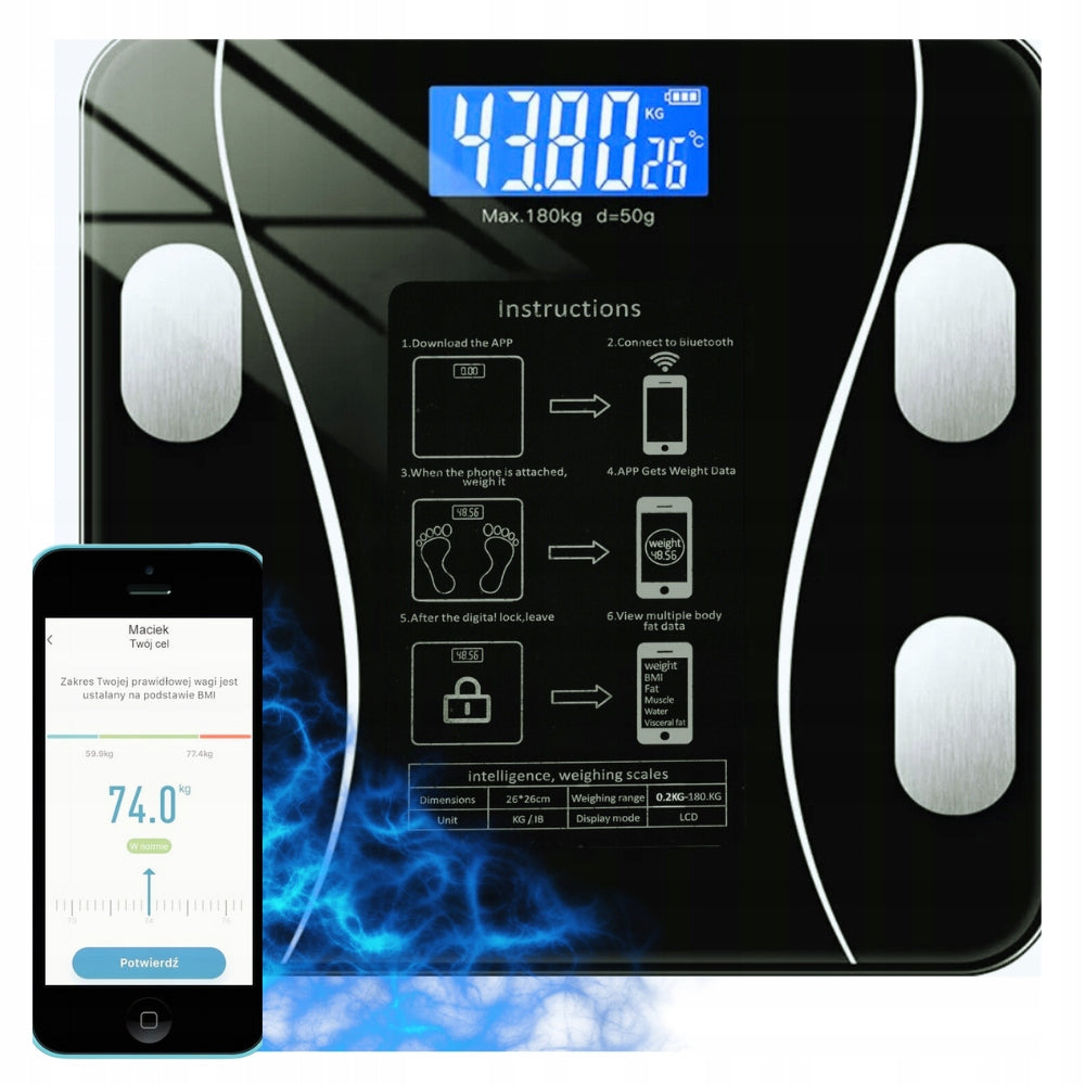 SMART+ ANDROID iOS ANALYTICAL BATHROOM SCALE + BATTERIES Brand no brand