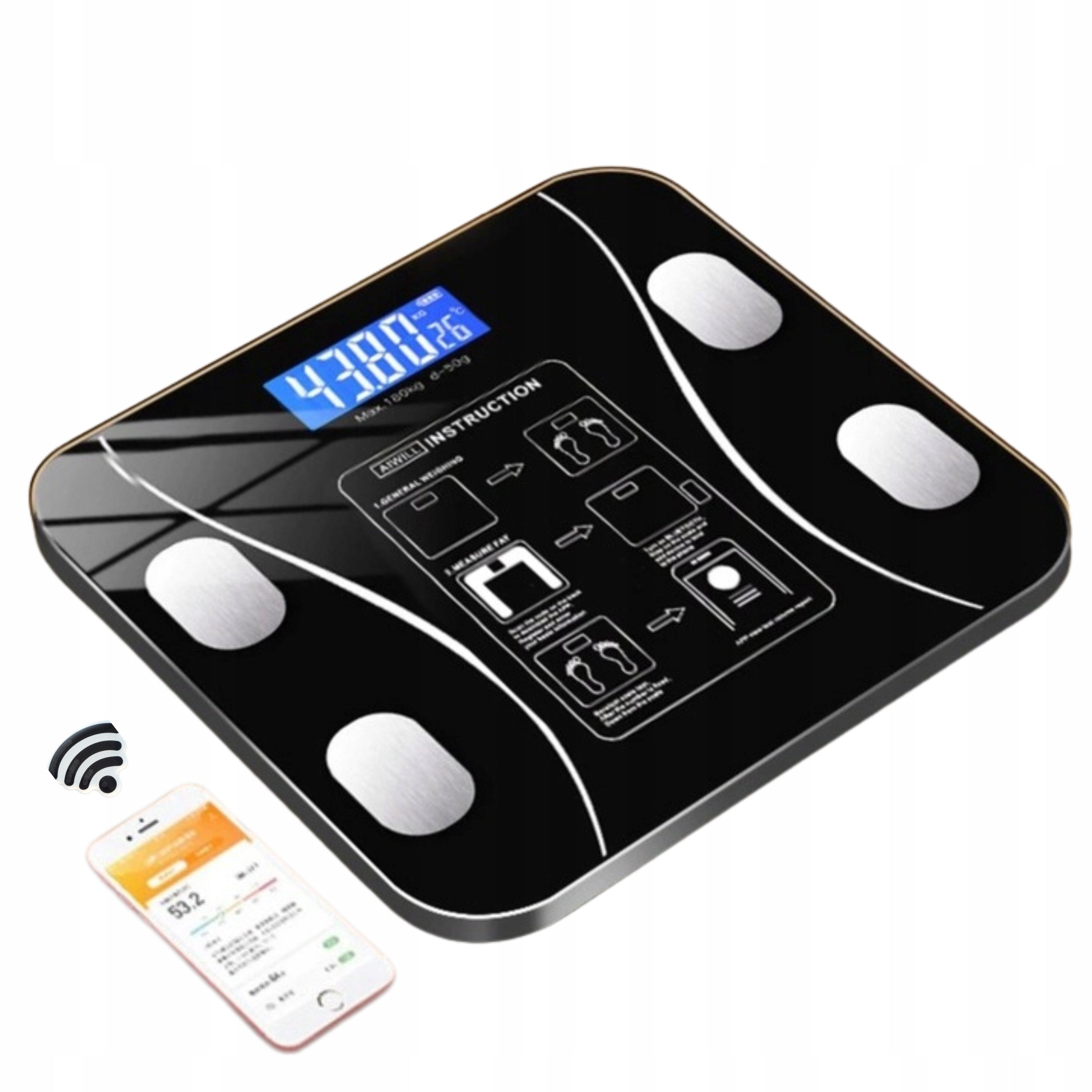 SMART+ ANDROID iOS ANALYTICAL BATHROOM SCALE + BATTERIES Manufacturer code DD11
