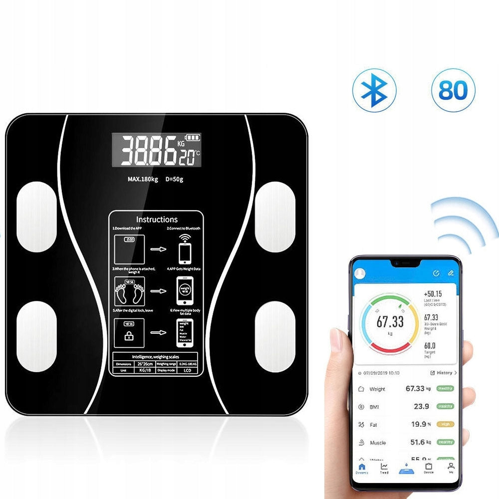 SMART BATHROOM SCALE BLUETOOTH APP OKOK FOR ANDROID IOS + 2 Batteries