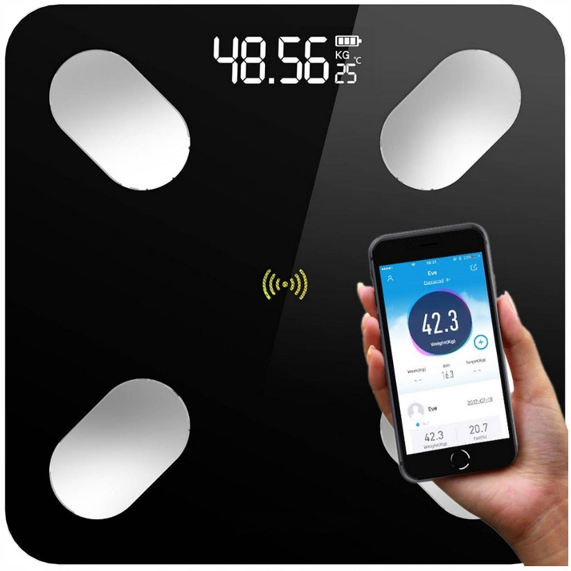 SMART BATHROOM SCALE BLUETOOTH GLASS SMART LCD DISPLAY