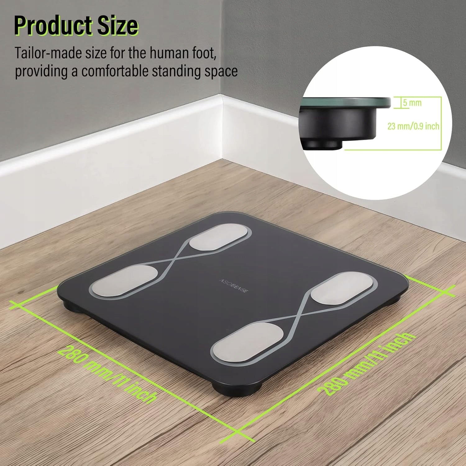 SMART BATHROOM SCALE MEASUREMENT OF FAT TISSUE BMI BLUETOOTH BLACK Brand A-Rival