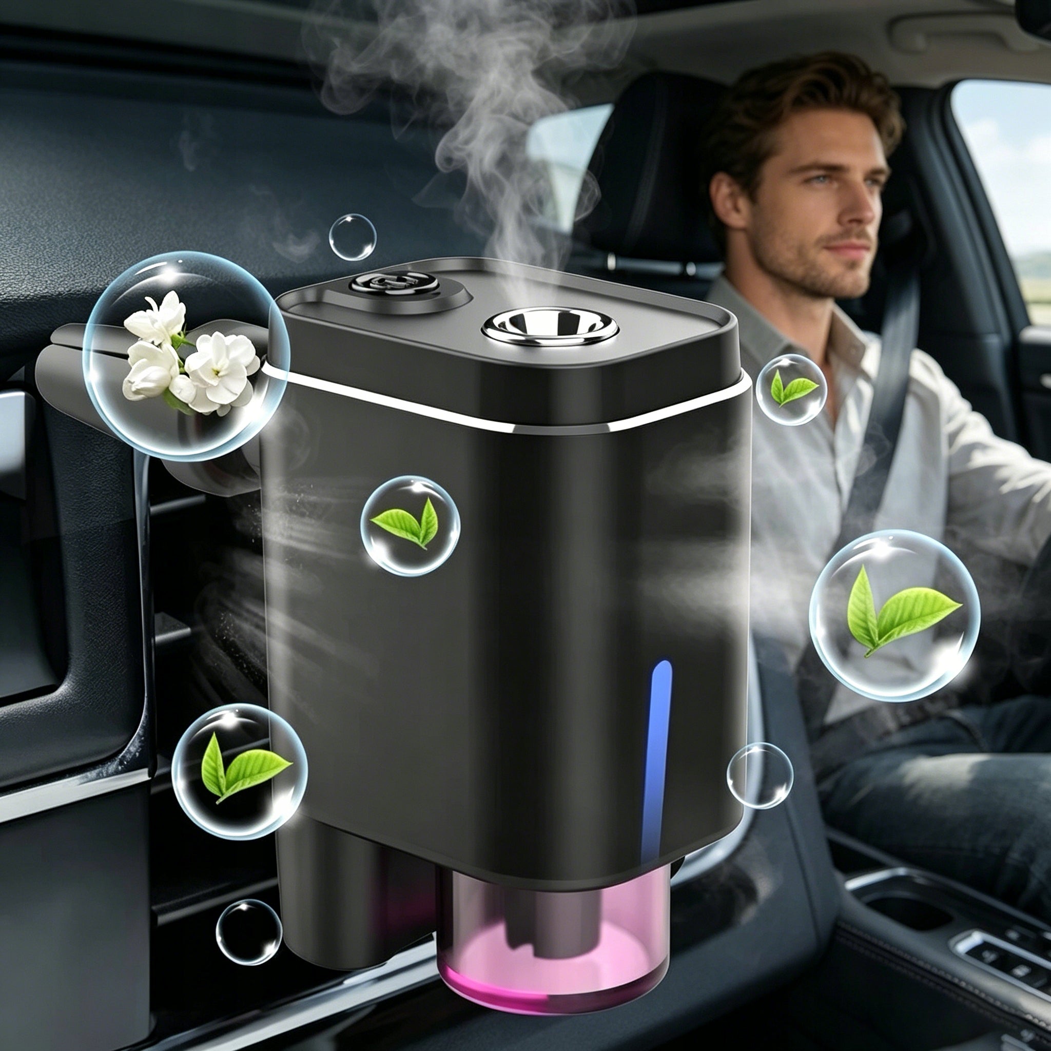 SMART CAR FRAGRANCE DIFFUSER 180MAH BLACK 3 MODES HUMIDIFIER Packaging status original