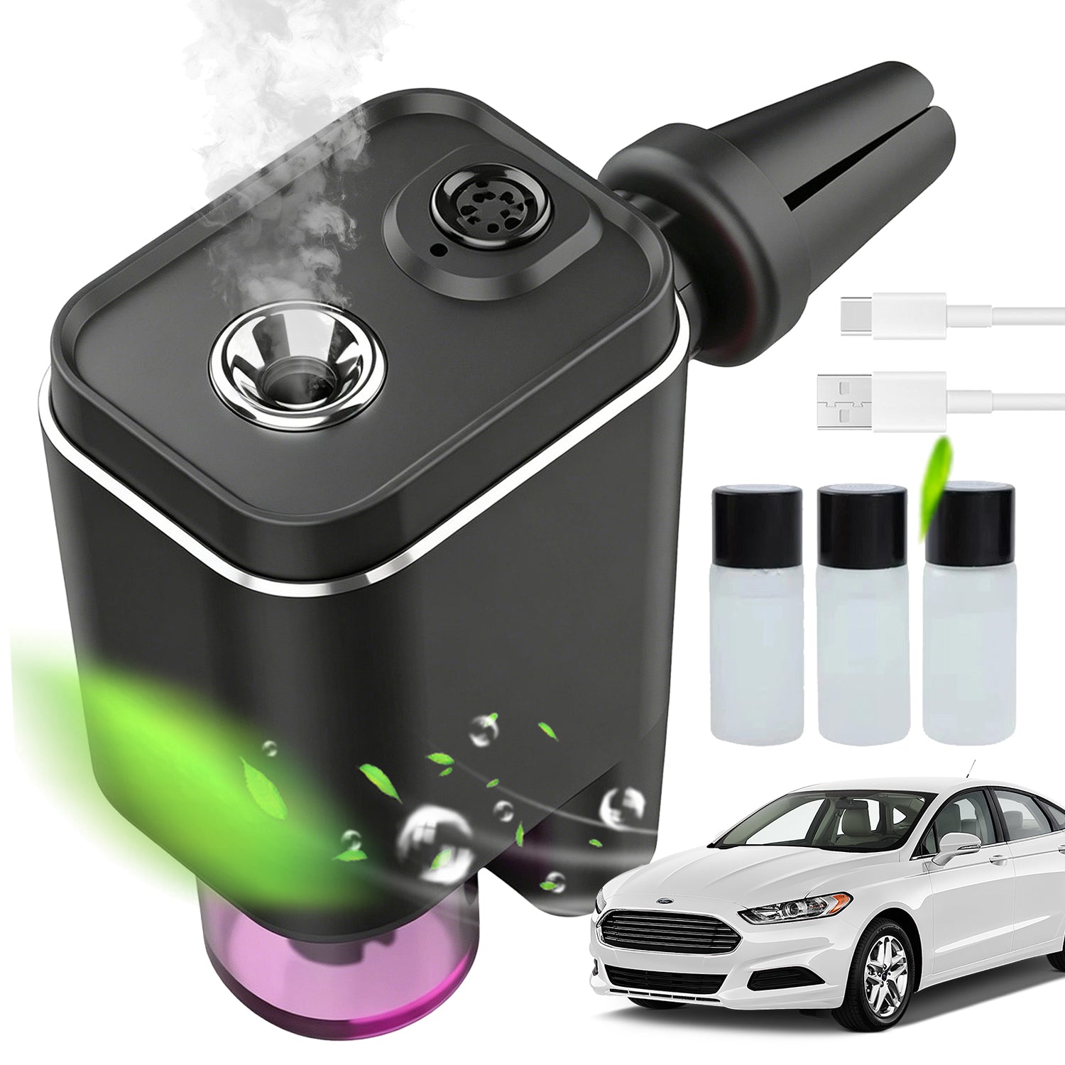 SMART CAR FRAGRANCE DIFFUSER 180MAH BLACK 3 MODES HUMIDIFIER