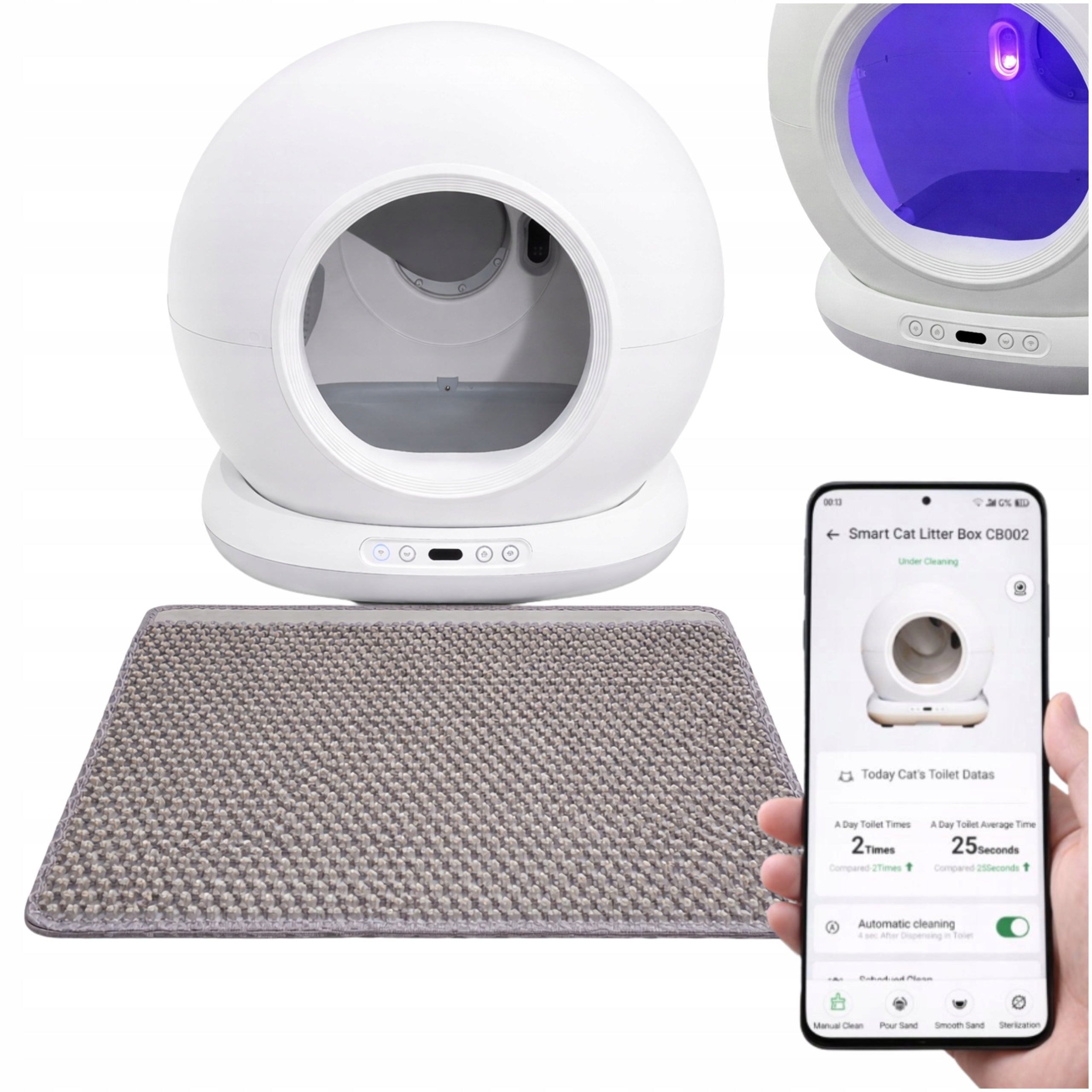SMART CAT LITTER BOX AUTOMATIC WIFI UV CAMERA APPLICATION CB002