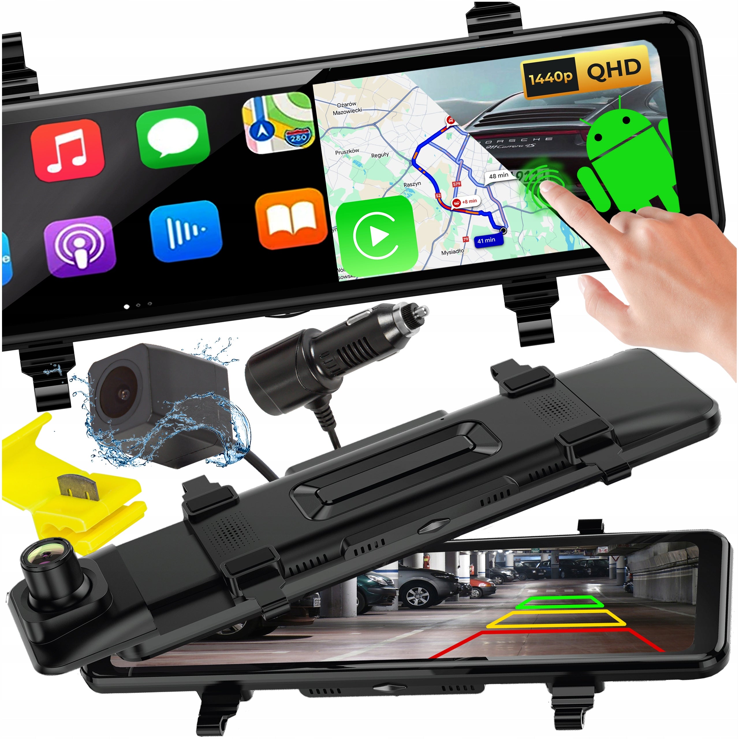 SMART DASH CAM VIDEO RECORDER REARVIEW MIRROR 2K QHD DVR 10,88