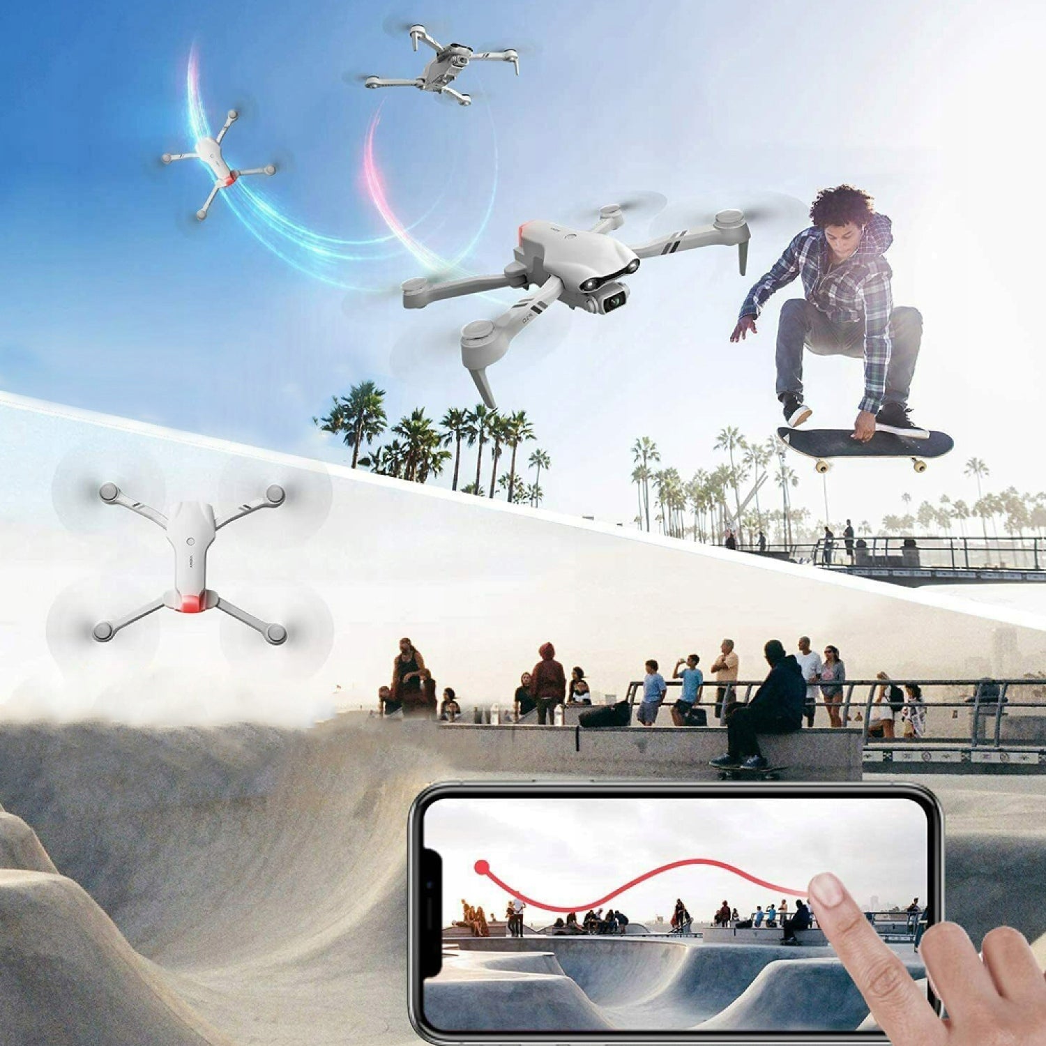 SMART DRONE REMOTELY 2 CAMERAS WIFI TOY HOVER 8K +3×1600MAH AKU Manufacturer code 786453123