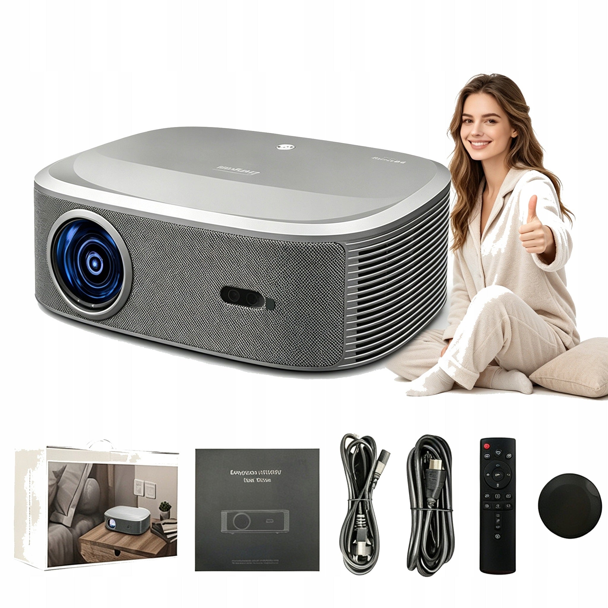 SMART PROJECTOR EVERYCOM HQ10W WIFI BT SUPPORT 4K ANDROID12 2GB+64GB