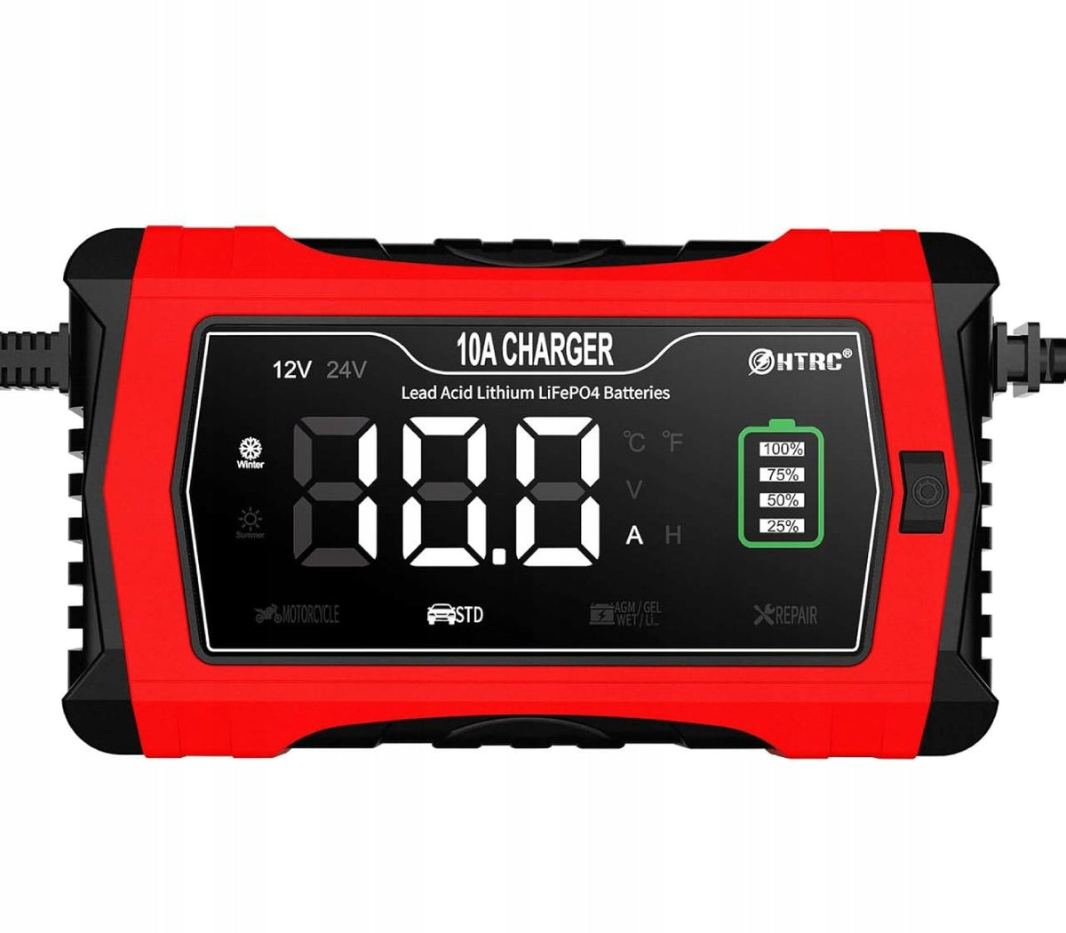 SMART RECTIFIER CHARGER Auto 10A BATTERY LiFePO4 LCD 12V 24V