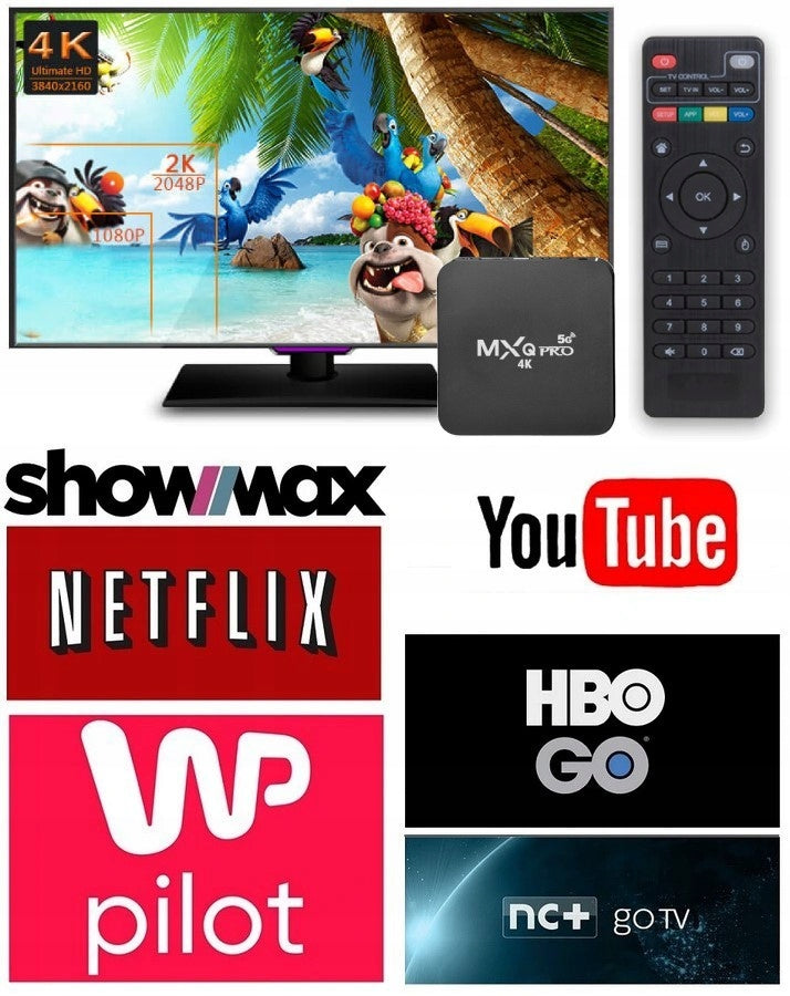 SMART TV BOX MXQ PRO 4K 1+8GB ANDROID 7.1 WIFI SD 5G DECODER Polish Model Pro 4K