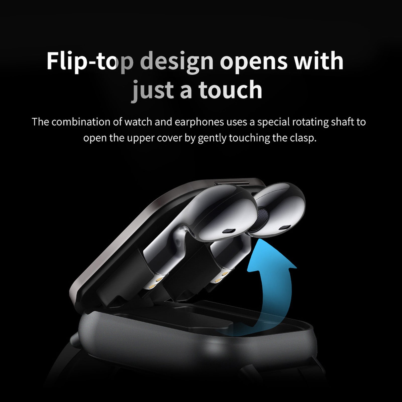 SMART WATCH WITH HEADPHONES BLACK 2-IN-1 Color black