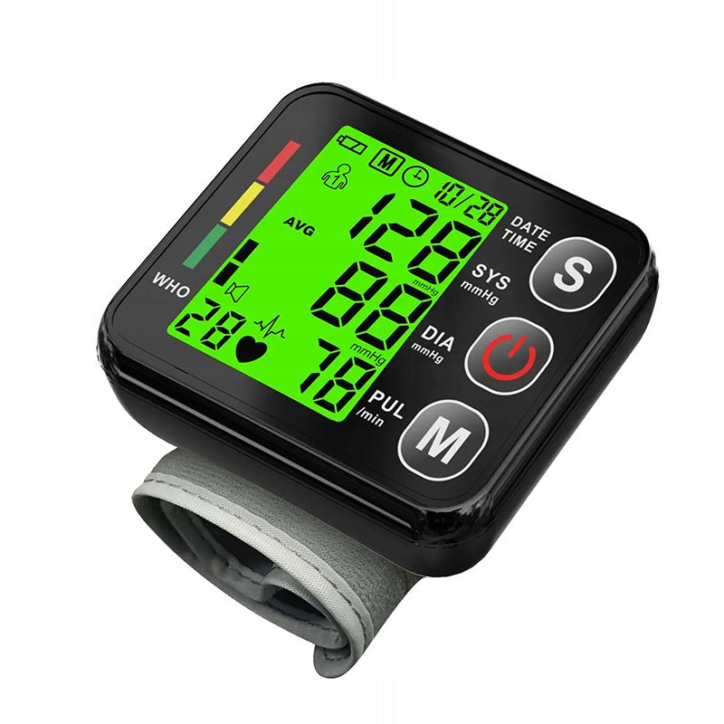 SMART WRIST BLOOD PRESSURE MONITOR WITH ARRHYTHMIA CASE AND LCD MEMORY