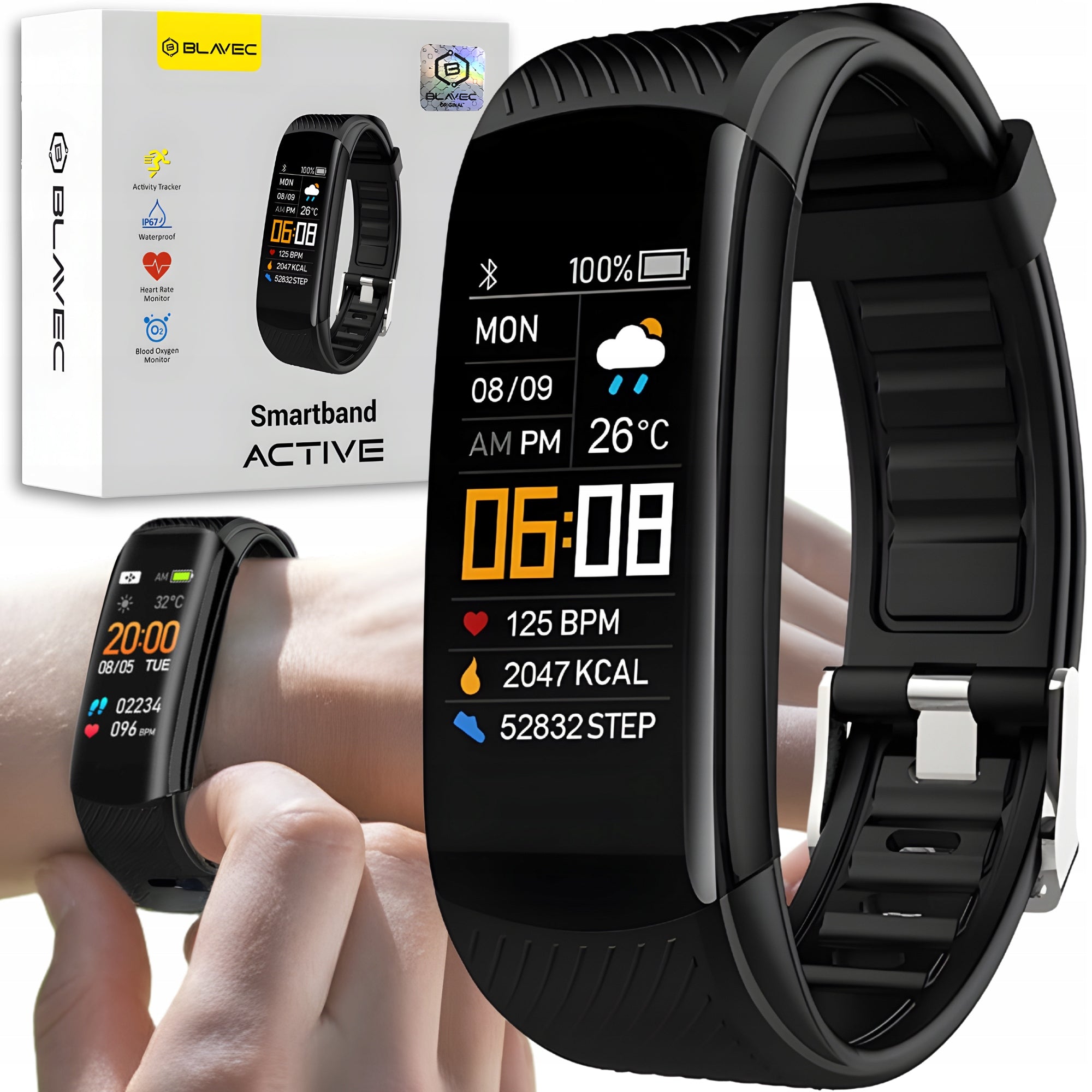 SMARTBAND WATCH SPORTS BAND MENU POLISH OXYGEN BLOOD HEART RATE MONITOR
