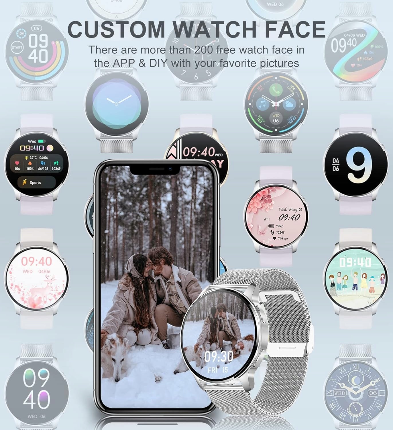 SMARTWATCH 1,32" HD iOS Android Bluetooth HEART RATE MONITOR PEDOMETER 3 STRIPS Kind smartwatch
