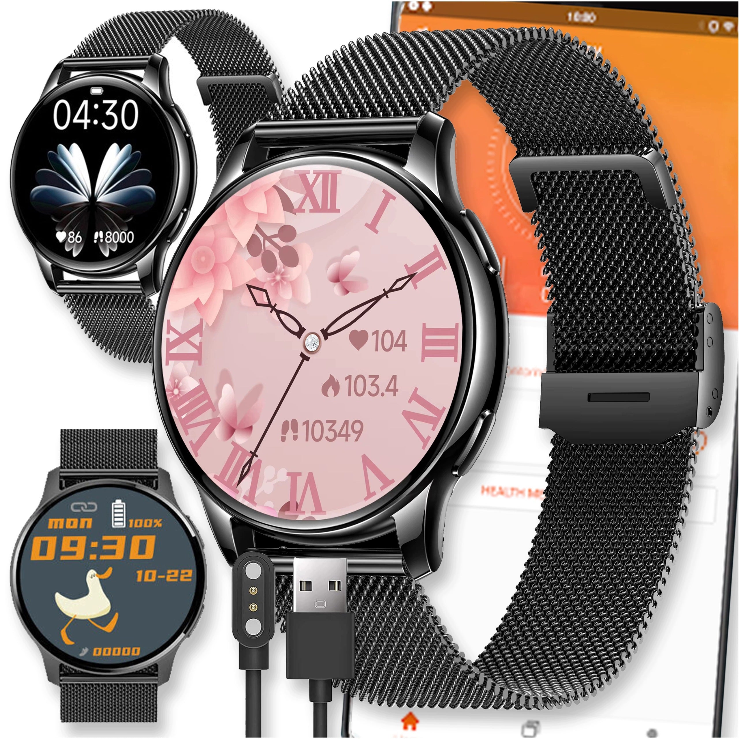 SMARTWATCH BLACK WATCH AMOLED TALK MENU PL WOMEN WATERPROOF