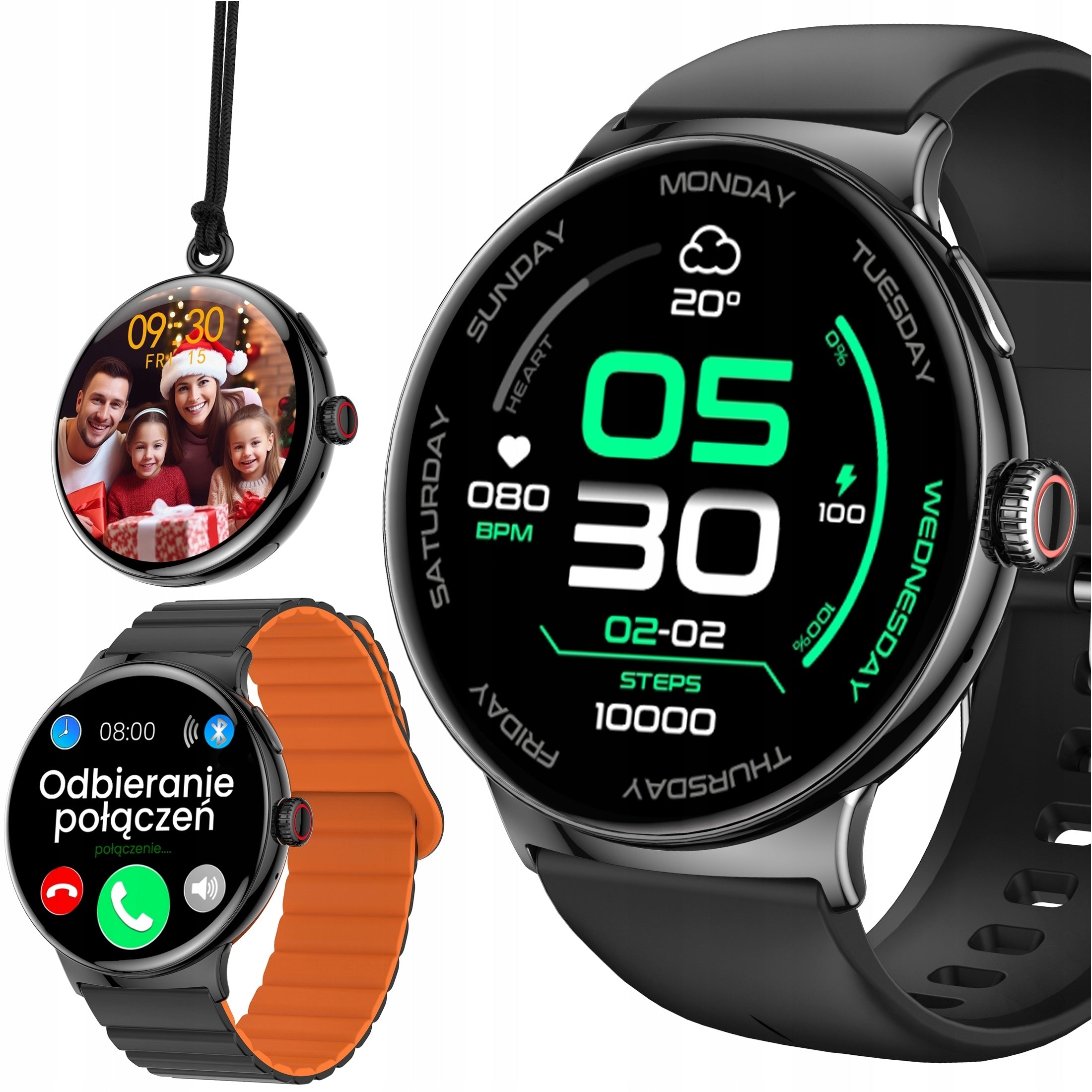 SMARTWATCH CALL WATCH RESPONSE SMS PULSE POLISH MENU SMART WATCH 3in1
