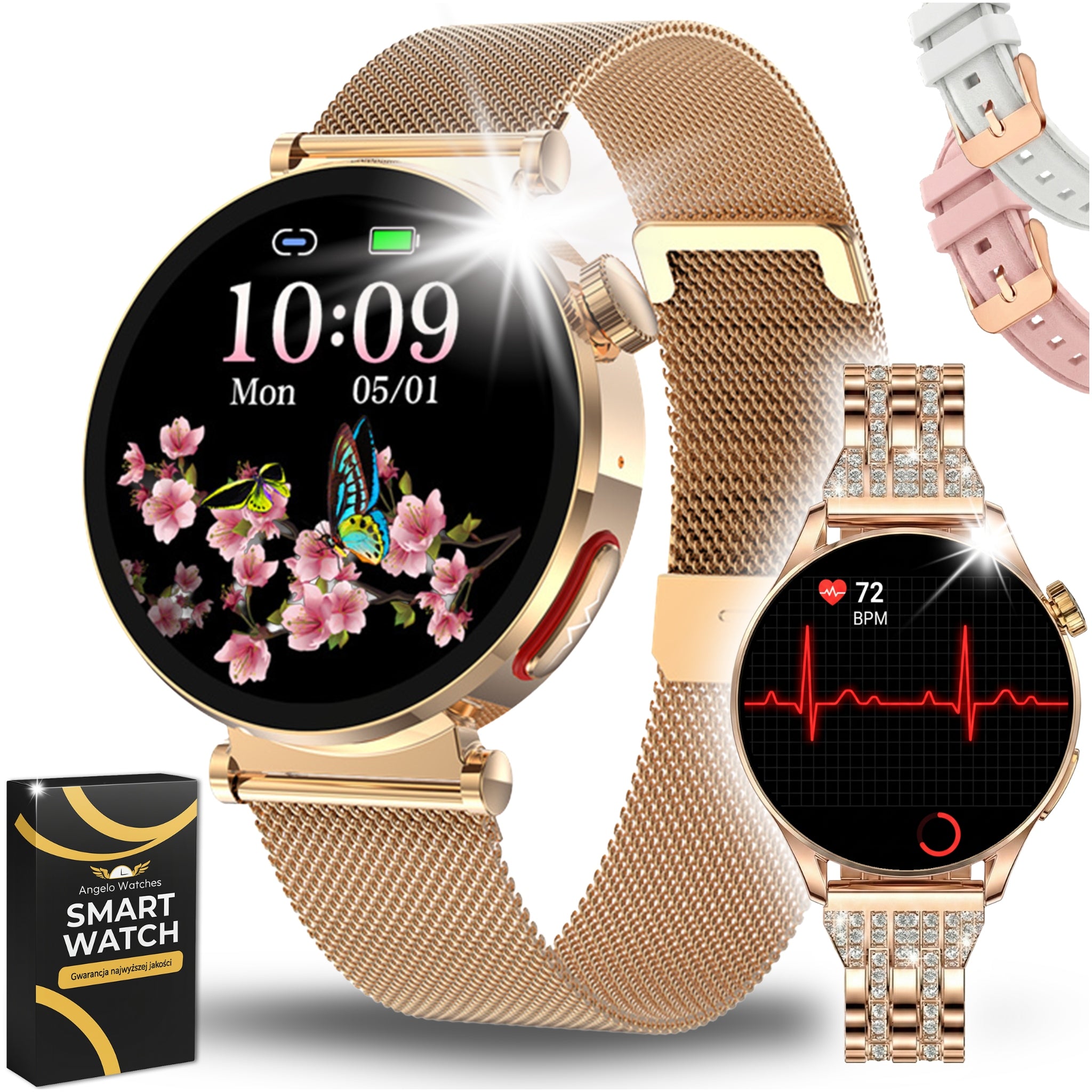 SMARTWATCH CARDIOWATCH WOMEN'S ECG PPG BPM HRV CALLS SMS MENU PL + FREEBIES