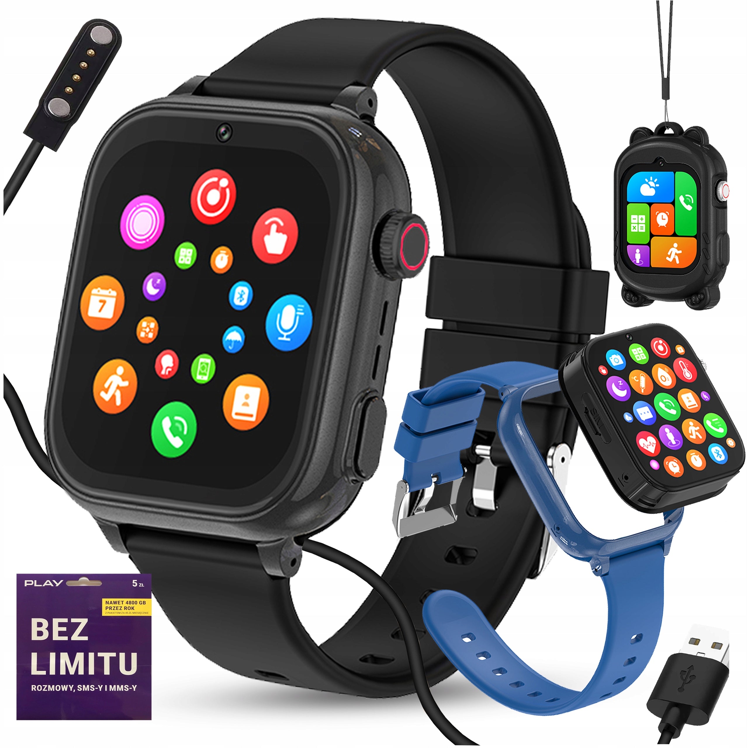 SMARTWATCH CHILDREN'S WATCH PHONE 4G SMS CALLS WITH GAMES POLISH MENU Manufacturer code SMARTWATCH ZEGAREK DLA DZIECI TELEFON