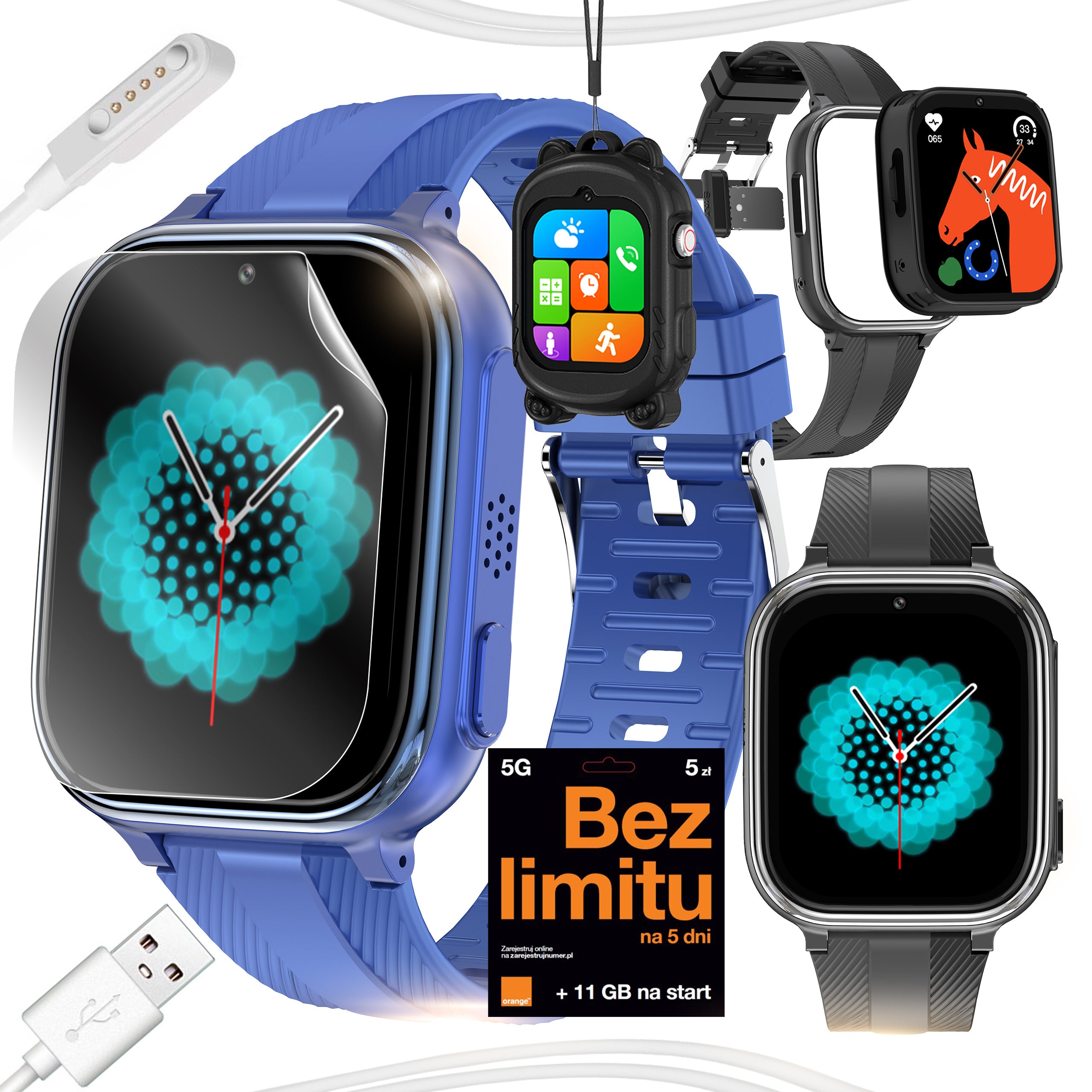 SMARTWATCH CHILDREN'S WATCH PHONE 4G SMS CALLS WITH GAMES POLISH MENU Packaging status original