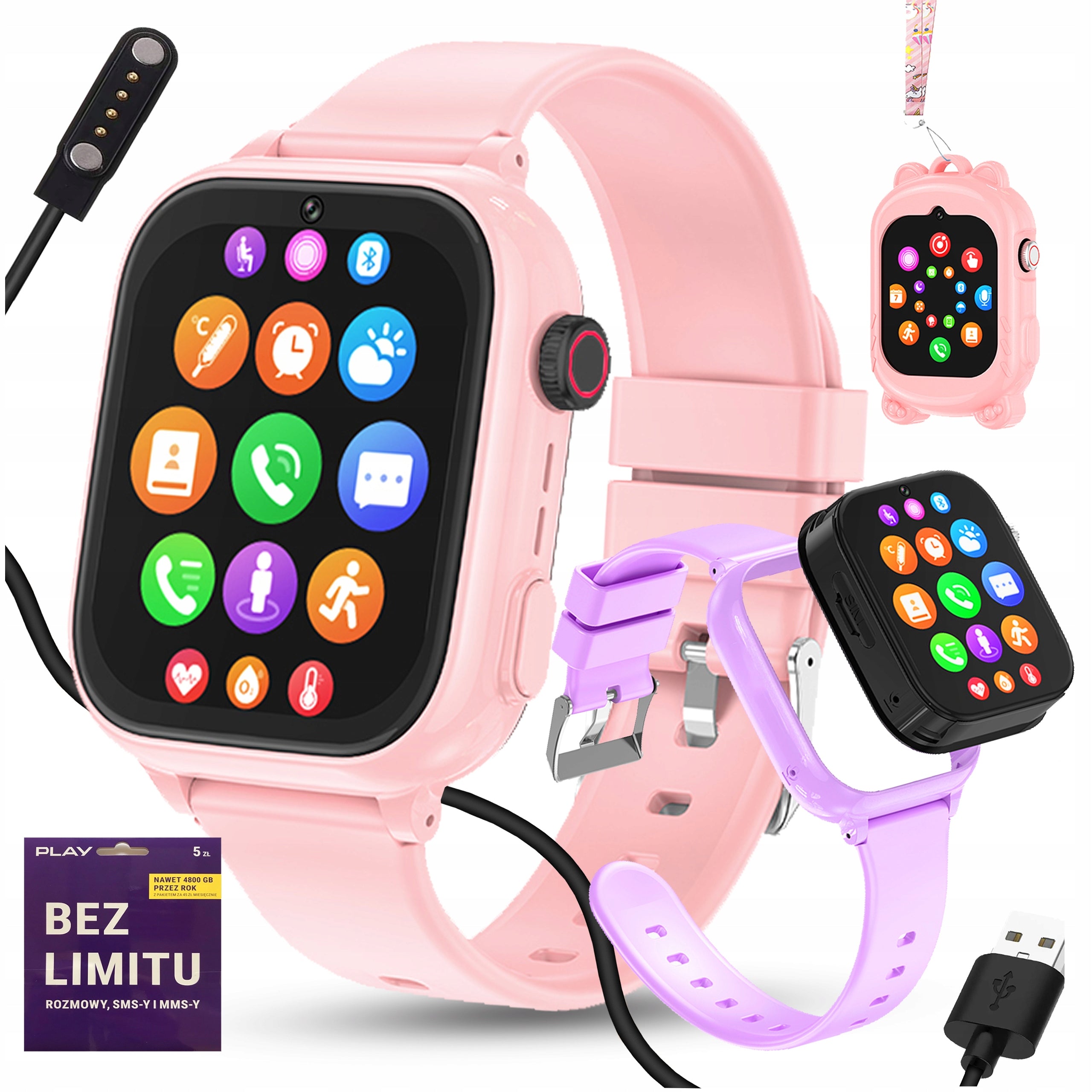 SMARTWATCH CHILDREN'S WATCH PHONE 4G SMS CALLS WITH GAMES POLISH MENU