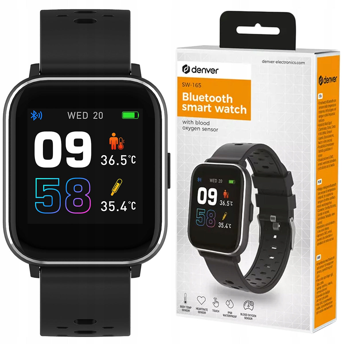 SMARTWATCH DENVER SW-165 SPORTS WATCH BLACK Batteries included no