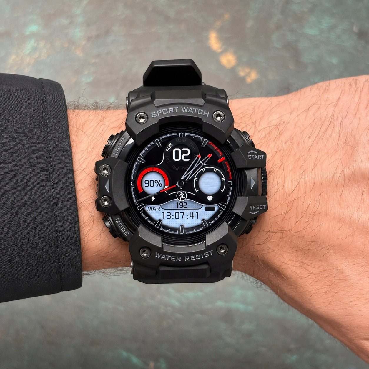 SMARTWATCH ENTER SHOCK - WEATHER COMPASS FLASHLIGHT HEART RATE TALK BLACK Brand Enter