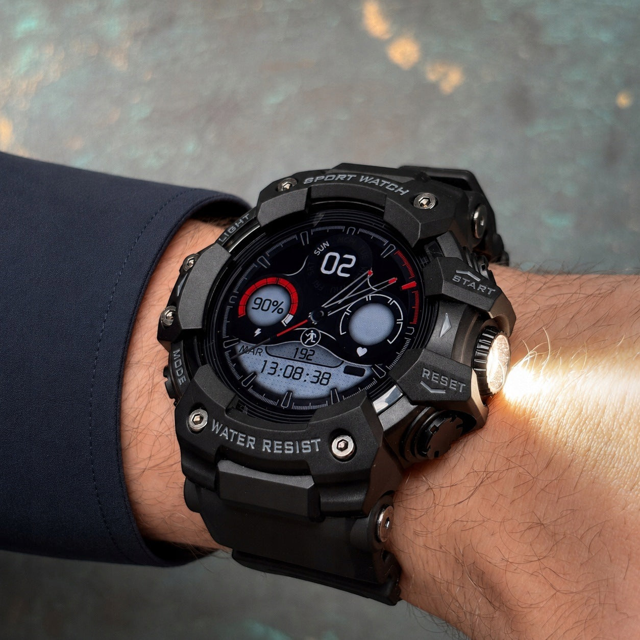 SMARTWATCH ENTER SHOCK - WEATHER COMPASS FLASHLIGHT HEART RATE TALK BLACK Manufacturer code LC21 black