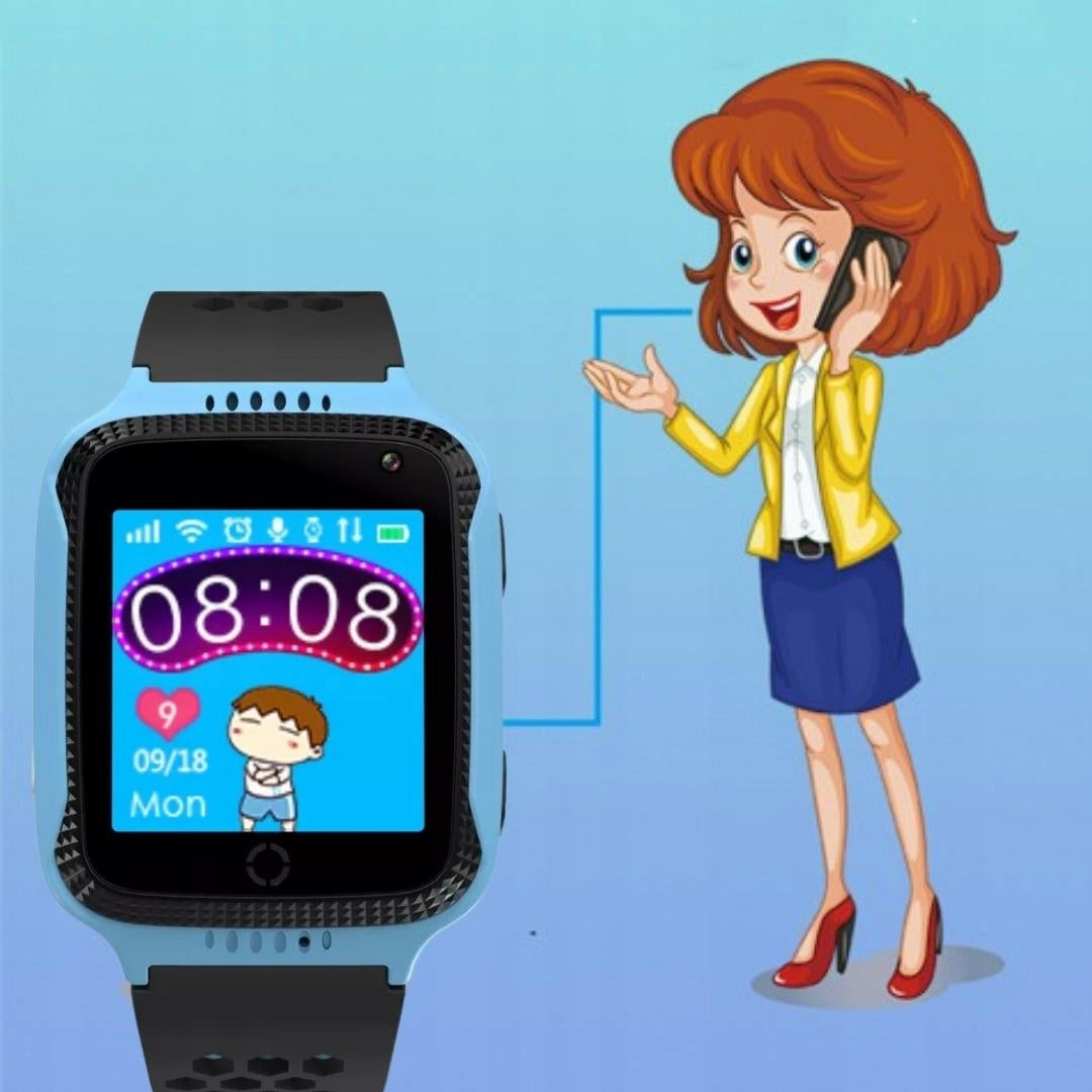SMARTWATCH FOR KIDS WATCH GPS LOCATOR STEPS SLEEP + SIM CARD FREEBIE Color blue