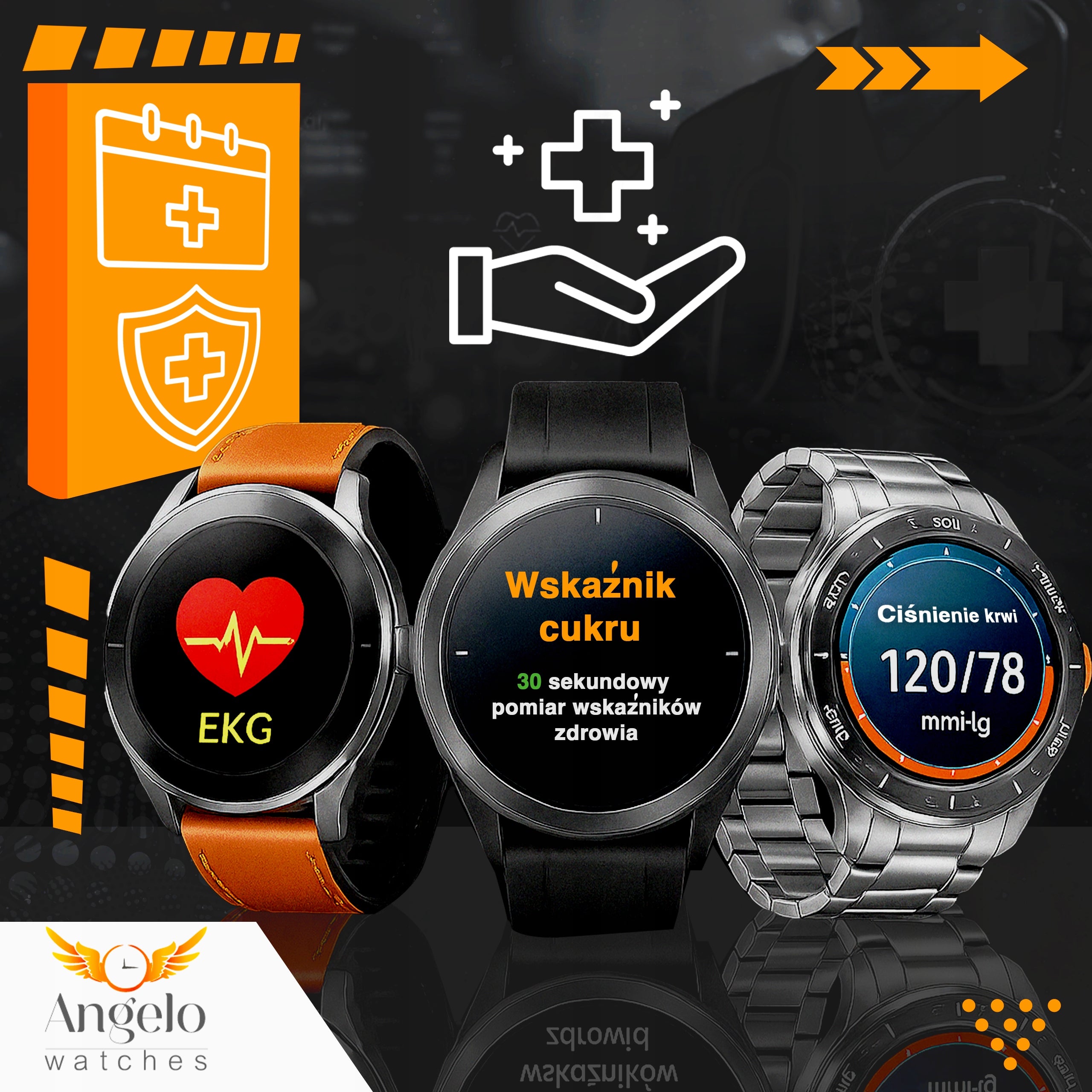 SMARTWATCH FOR SENIOR CARDIOWATCH EKG TALK PPG HRV SEN AMOLED MENU PL Packaging status original