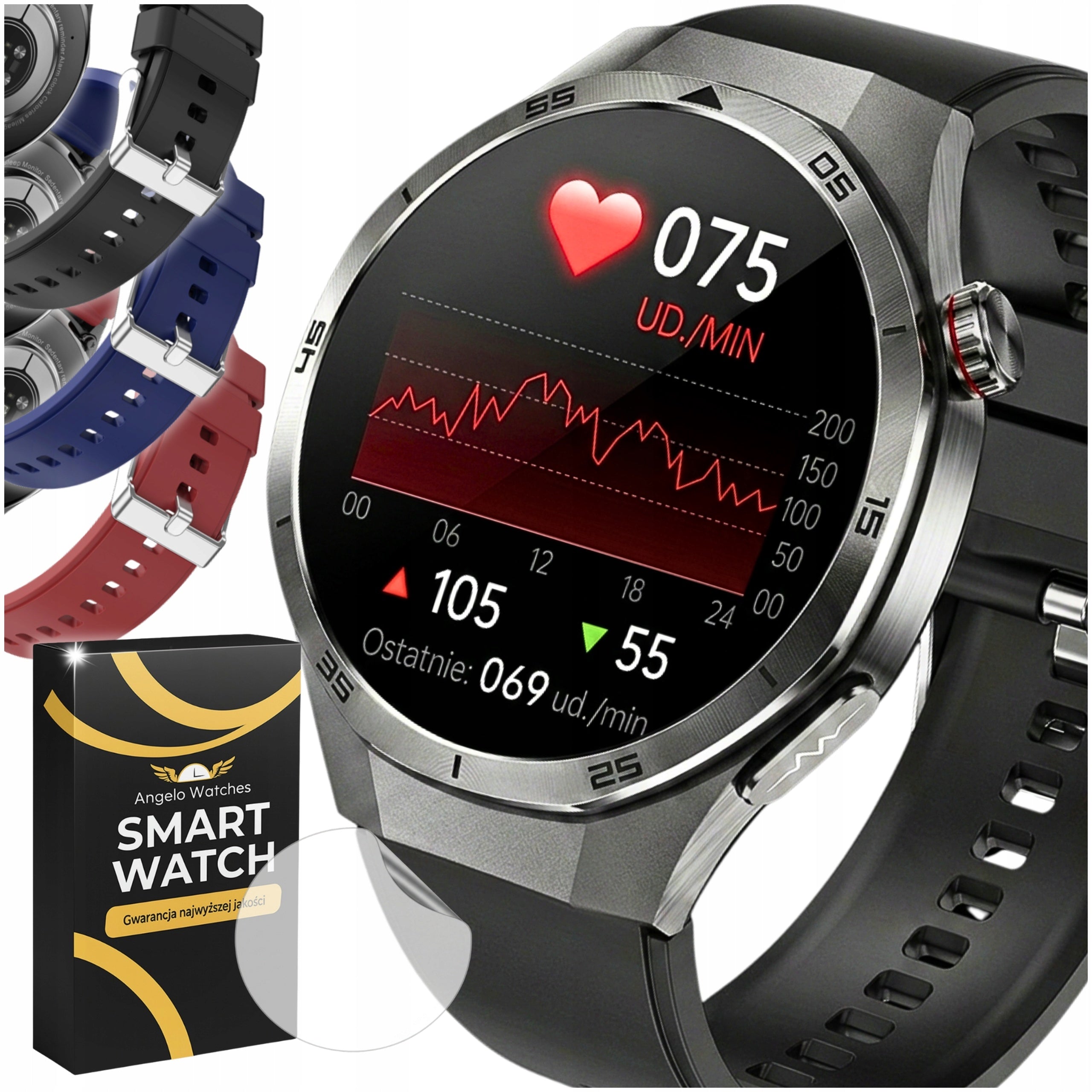 SMARTWATCH FOR SENIOR CARDIOWATCH EKG TALK PPG HRV SEN AMOLED MENU PL
