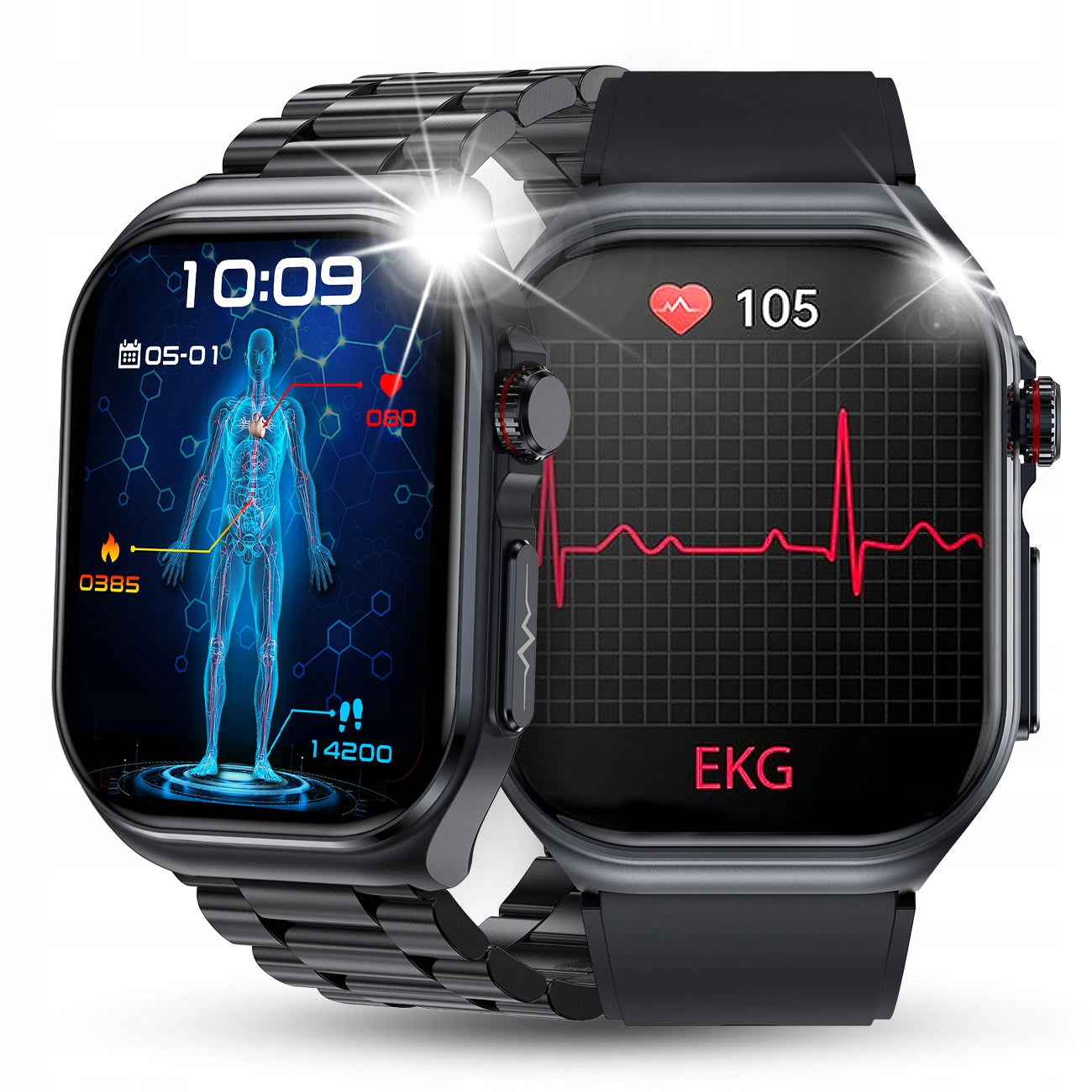 SMARTWATCH FOR SENIOR WATCH EKG PRESSURE MEASUREMENT NOTIFICATION MENU POL