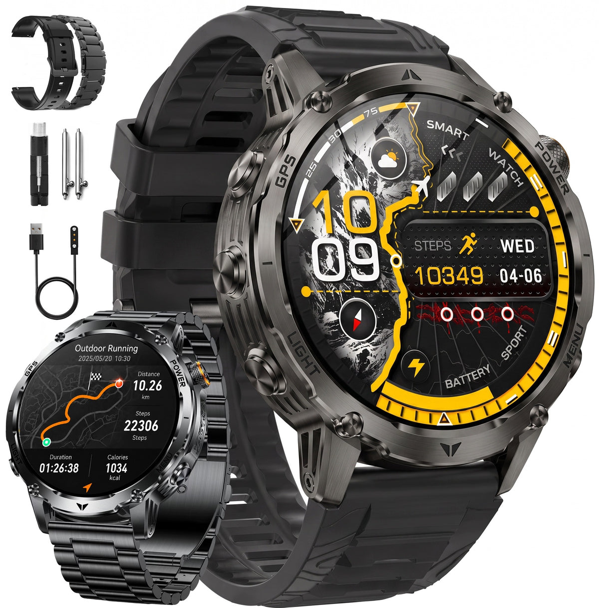 SMARTWATCH GPS 1100MAH SPORTS WATCH BAROMETER OXIMETER FLASHLIGHT TALK
