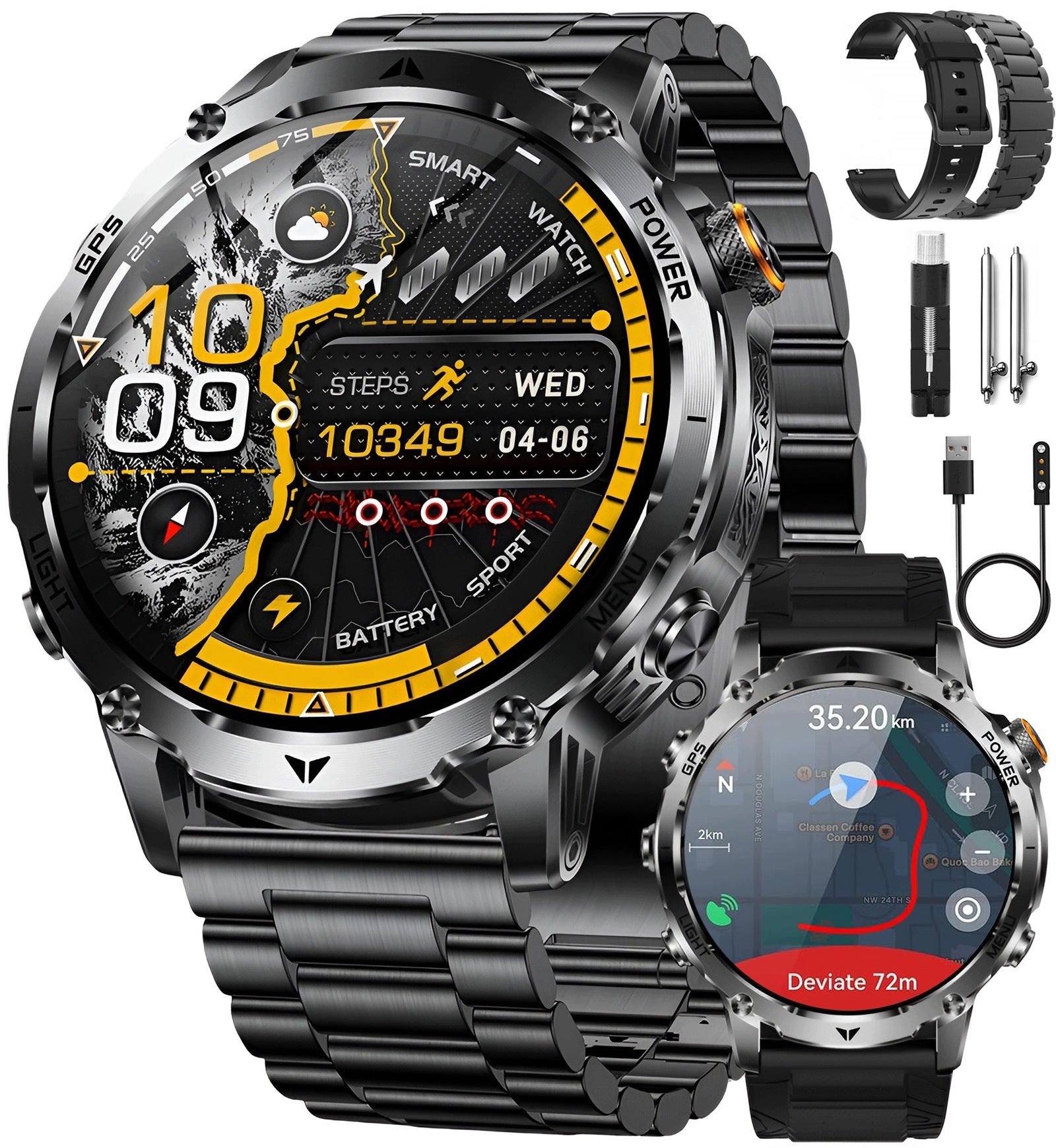 SMARTWATCH GPS 1100MAH WATCH BAROMETER COMPASS FLASHLIGHT TALK PULSE SPORT